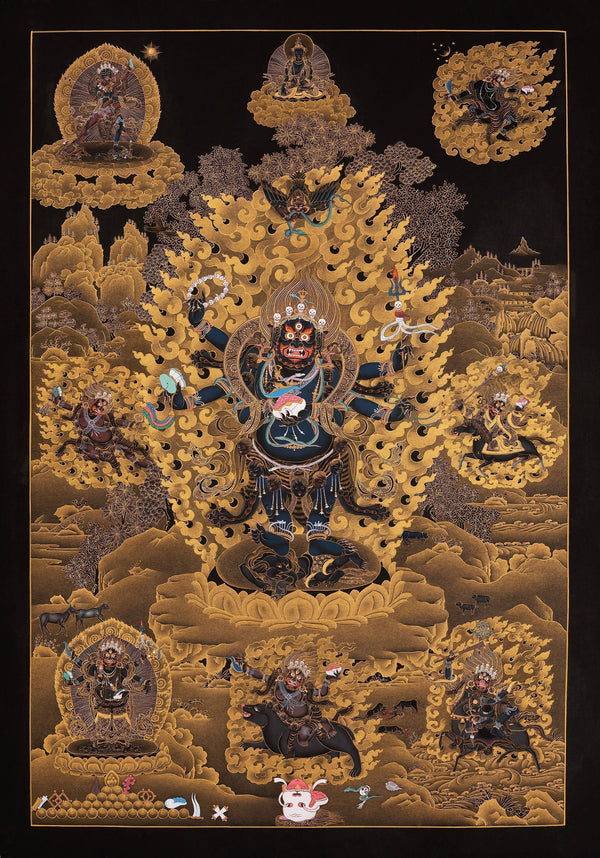Shangpa Kagyu Mahakala and His Wrathful Retinue