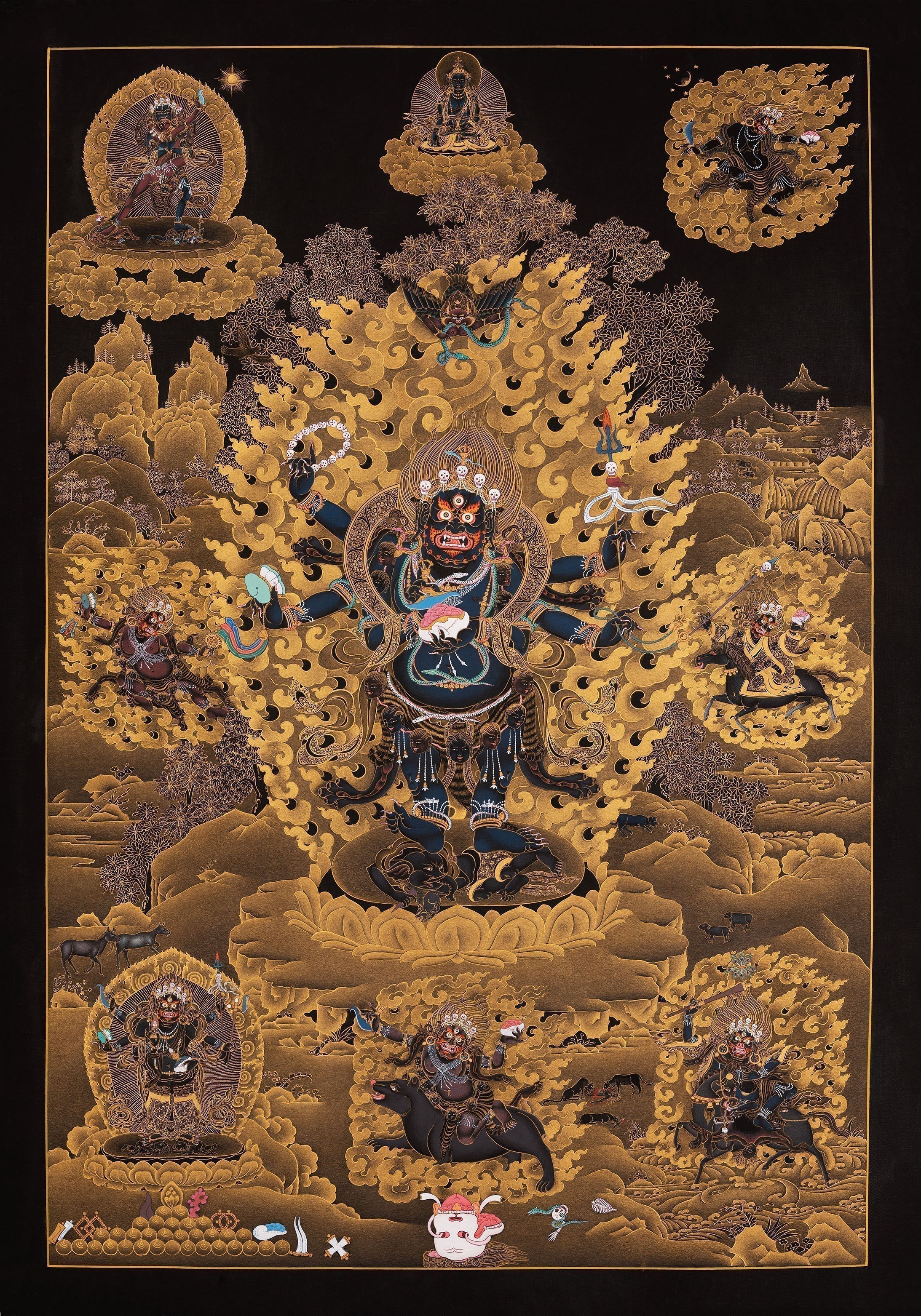 Shangpa Kagyu Mahakala and His Wrathful Retinue