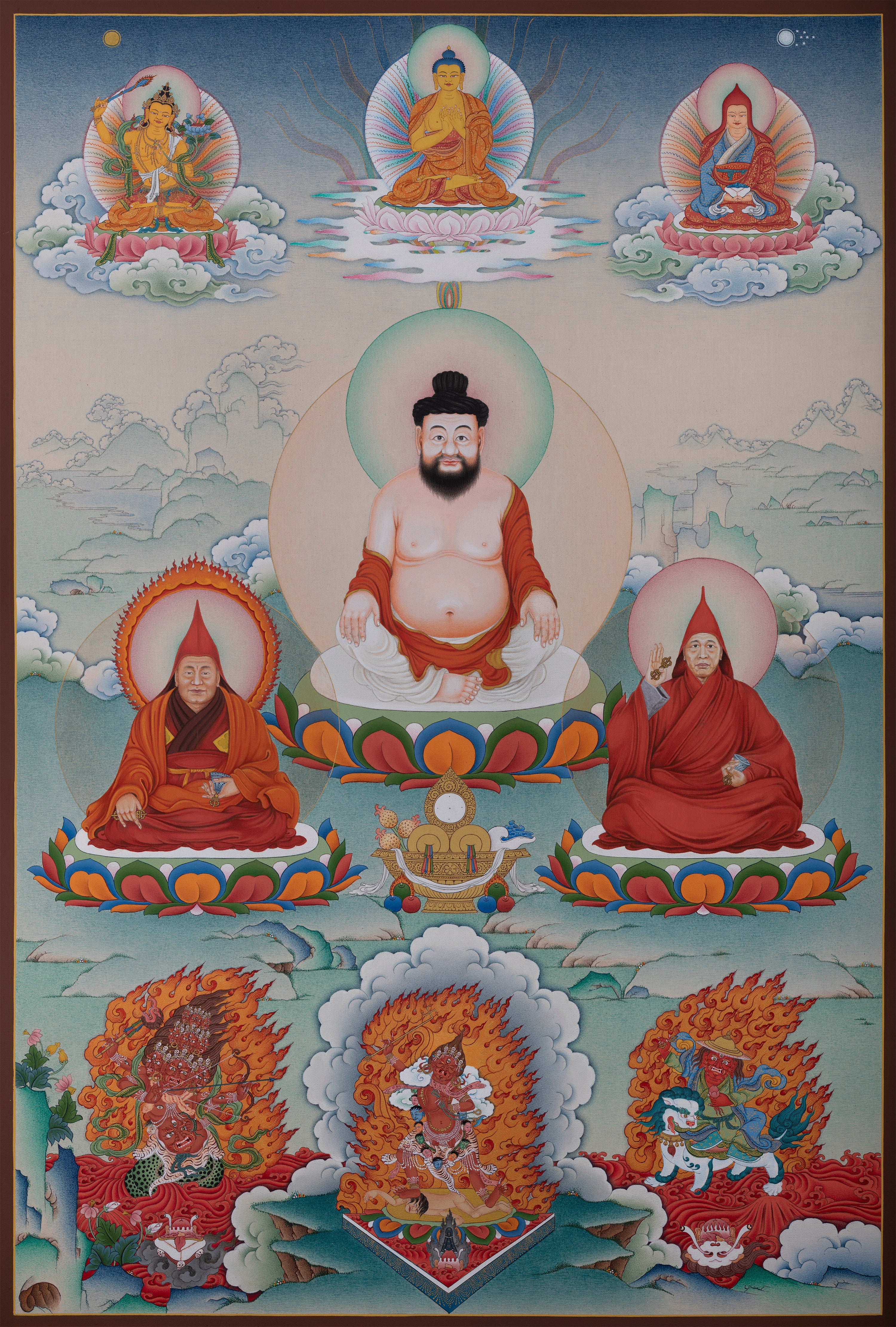Interesting Lineage Guru Thangka: Drupchen Jho Rigdzin