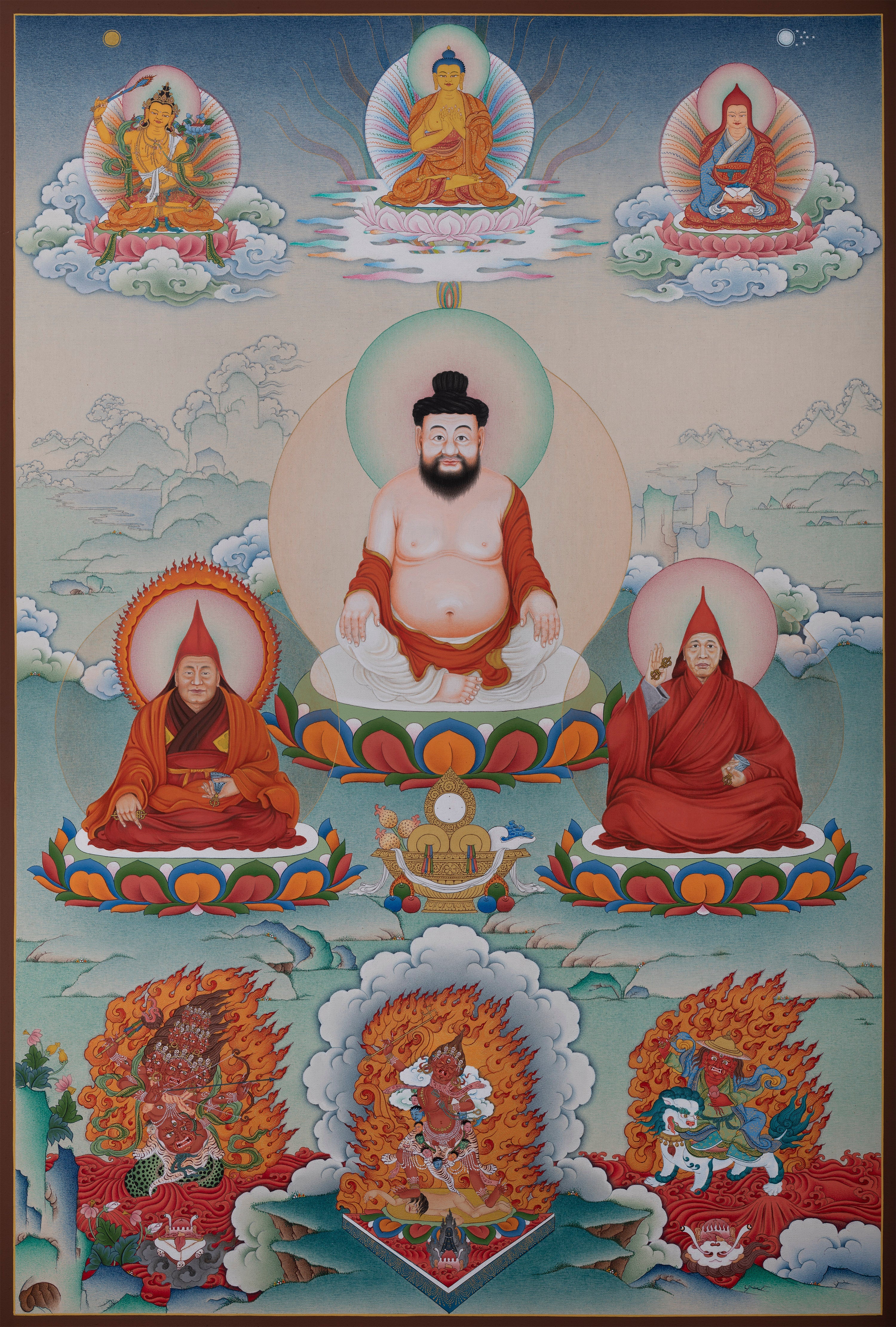 Interesting Lineage Guru Thangka: Drupchen Jho Rigdzin
