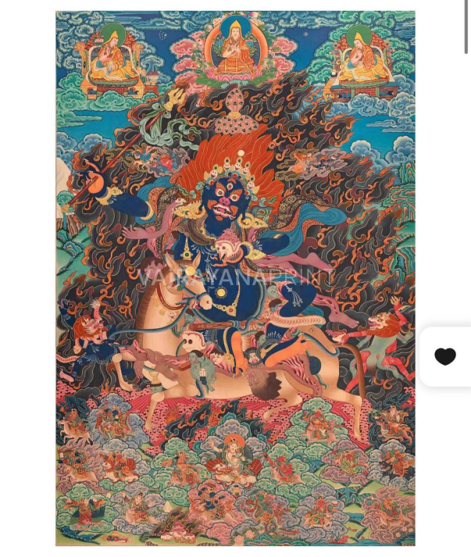 Palden Lhamo, Guru Rinpoche and 1000 armed chenresig Thangka Prints