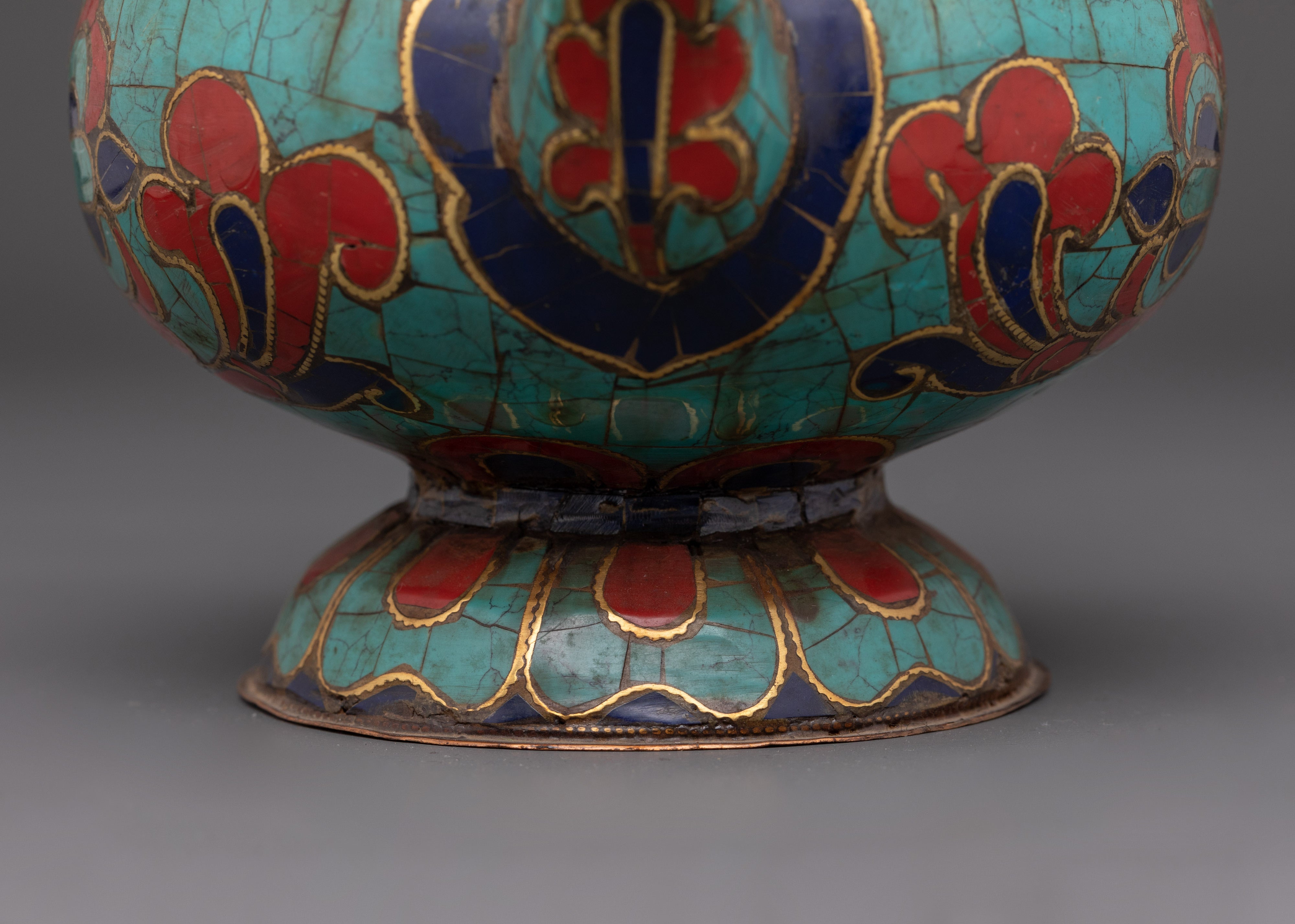 Tibetan Teapot With Gemstones | Traditional Tea Pot for Tea Ceremonies