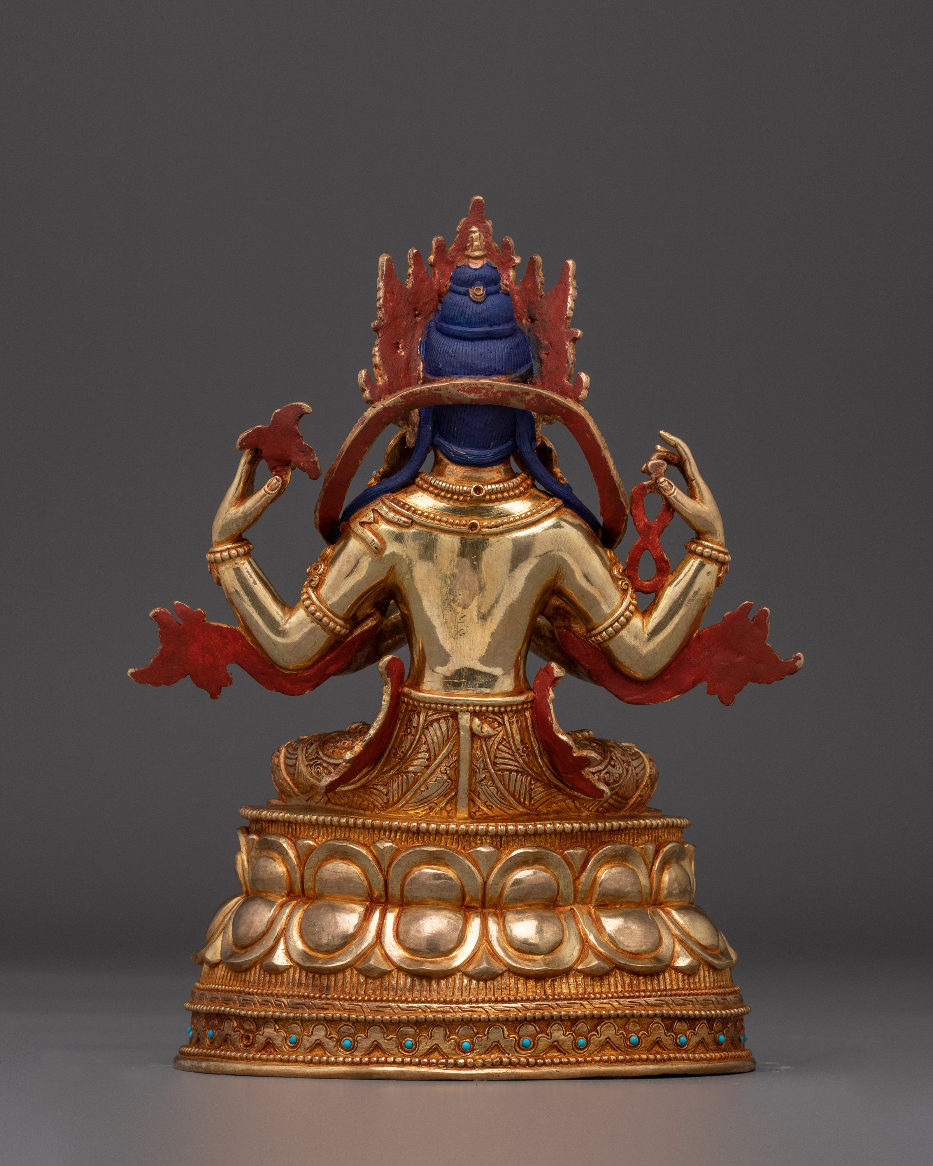 24K Gold Gilded Copper Avalokiteshvara Sculpture | A symbol of infinite compassion