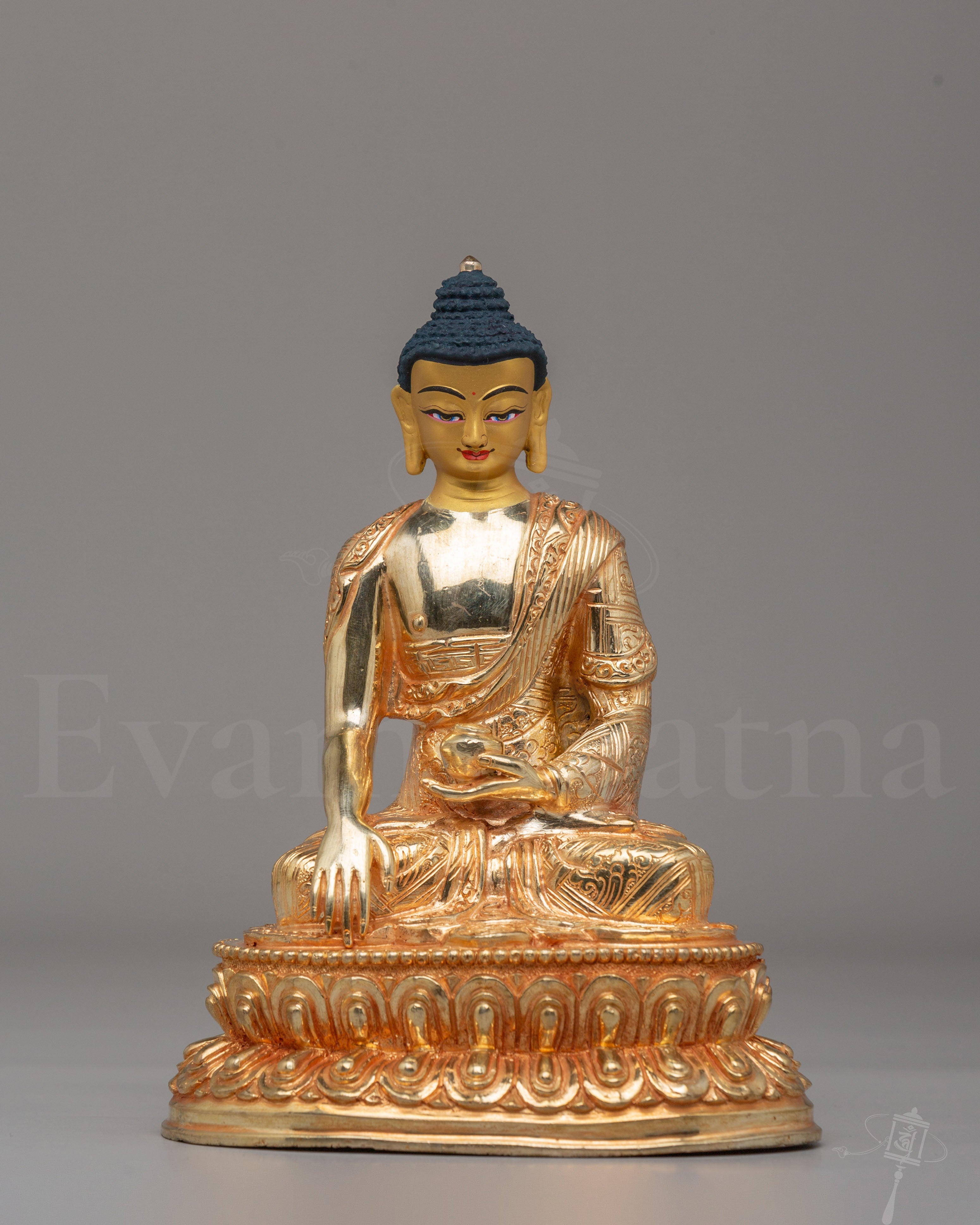 Sage Shakyamuni Buddha Figurine | 24K Gold Plated Buddhist Sculpture