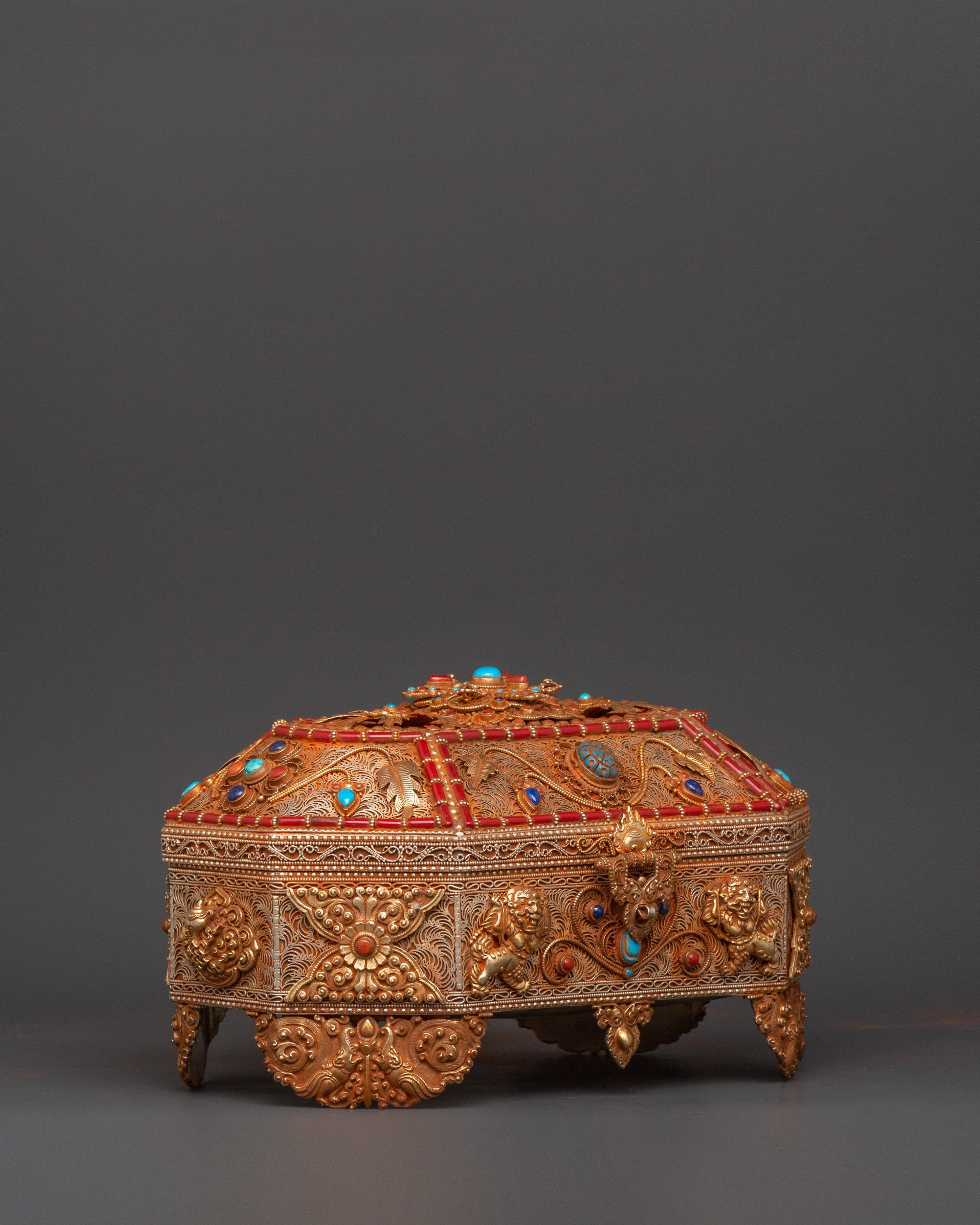 Tibetan Treasure Box with Coral | Sacred Stones & Buddhist Symbolism