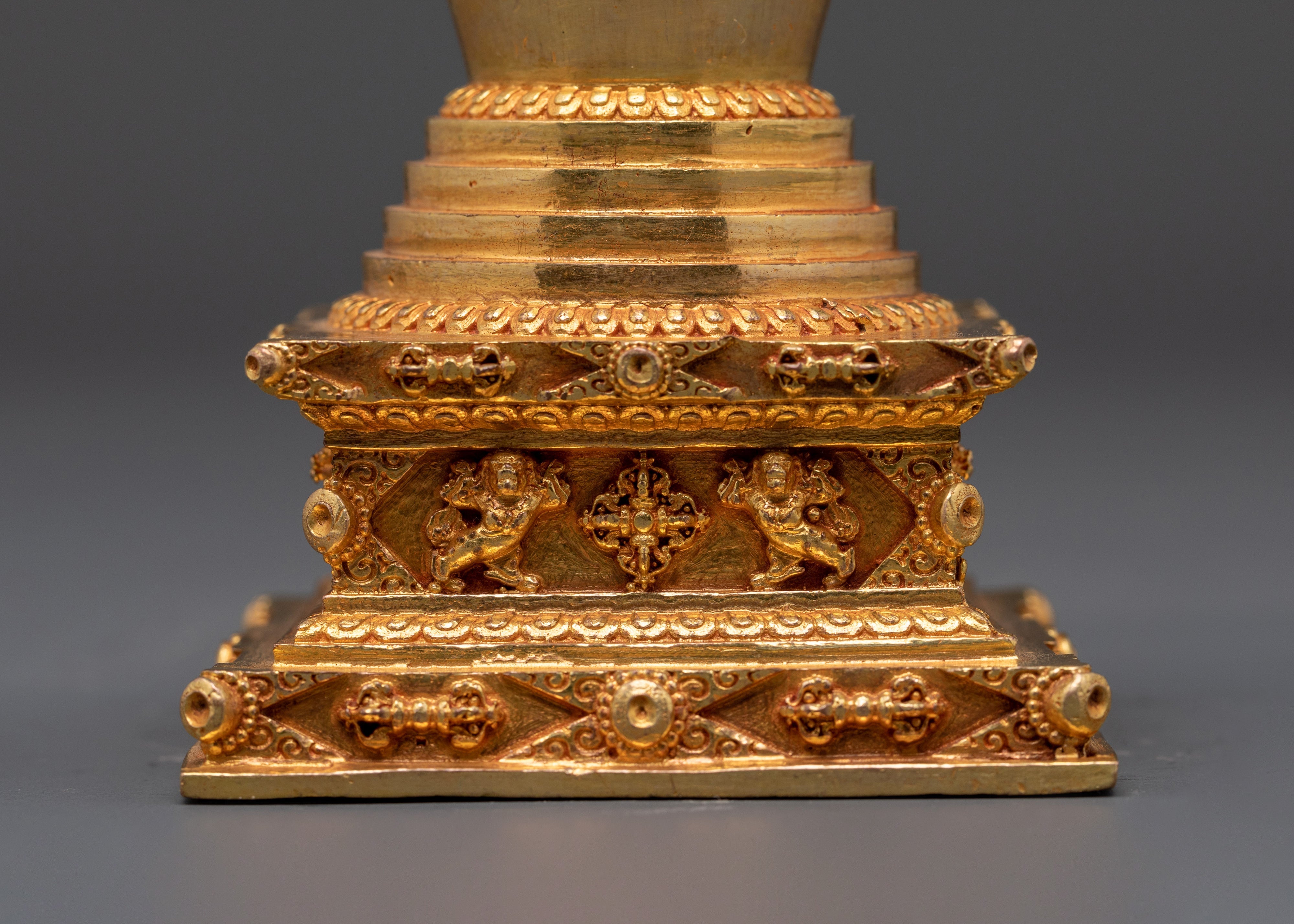 Sacred Copper Buddhist Shrine | Handcrafted Gold Plated Tibetan Decor