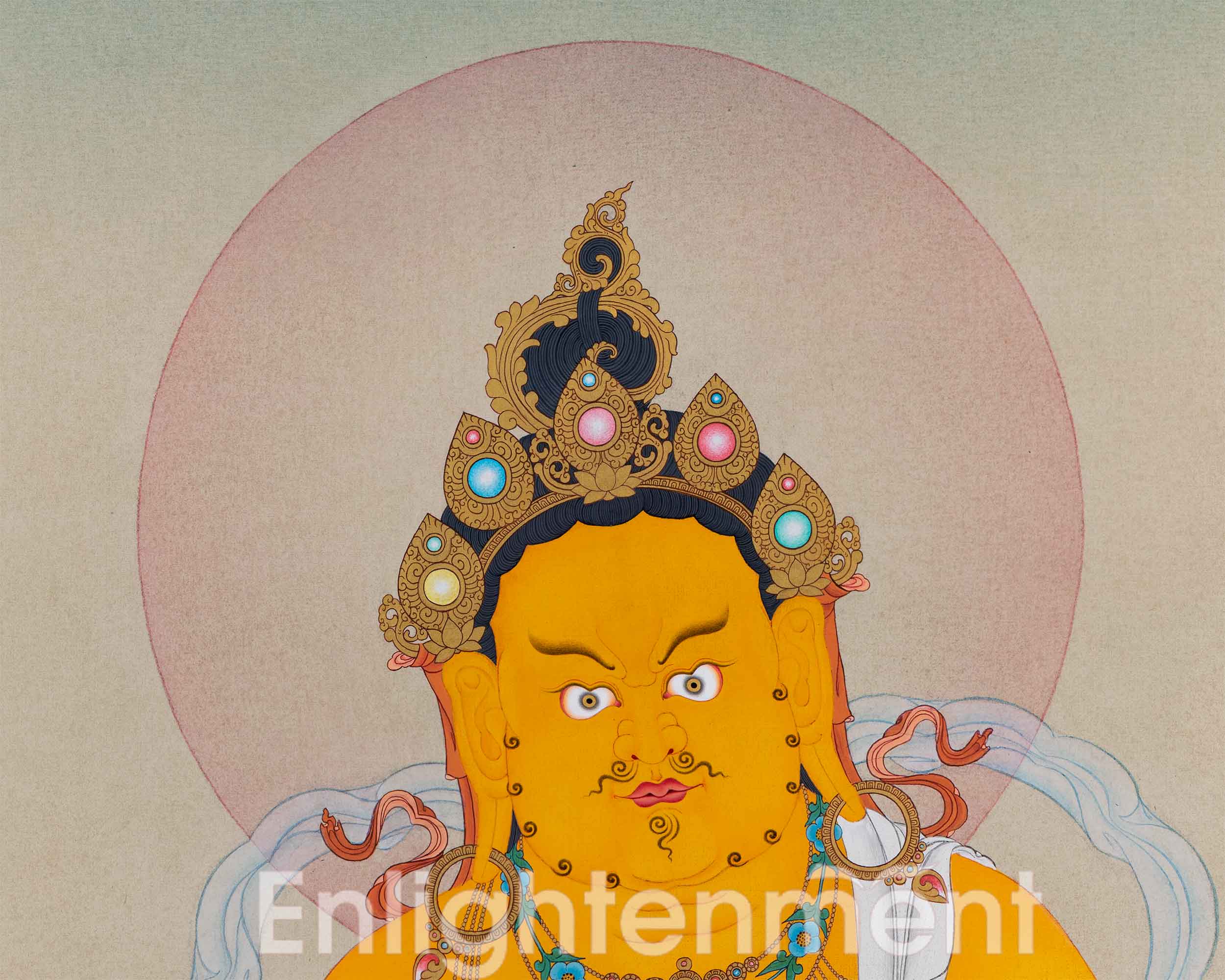 Dzambhala Thangka Artwork | Deity of Wealth and Compassion | Traditional Hand Painted Art