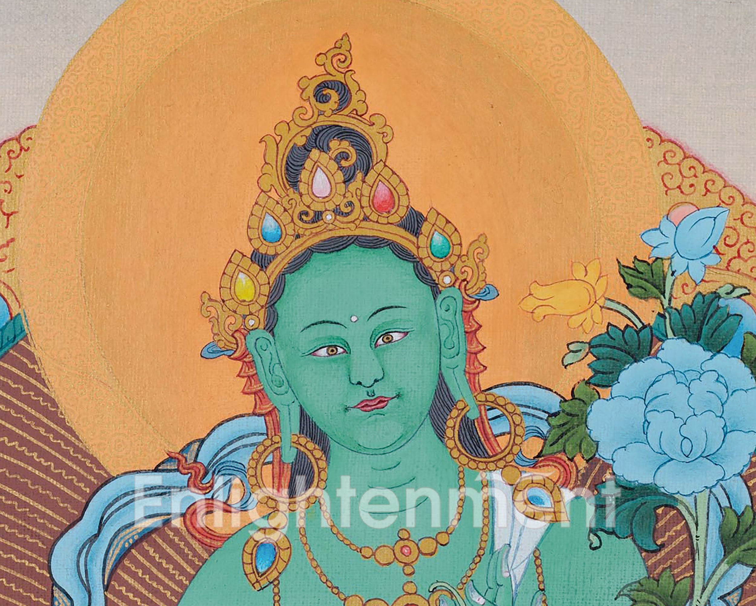 Goddess Green Tara Thangka | Artwork for Spiritual Connection | Wall Decors