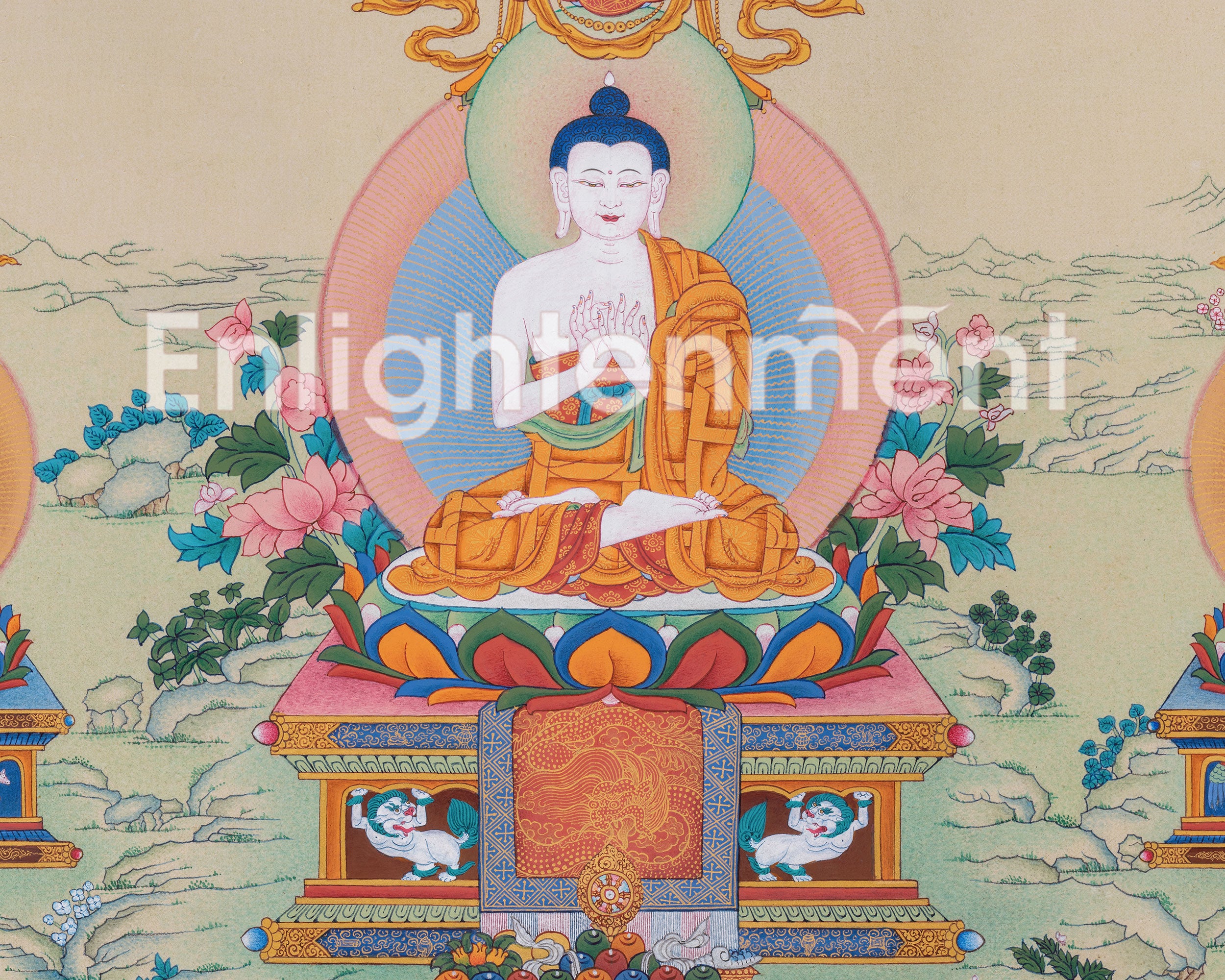 Five Dhyani Buddha Thangka | Hand Painted Traditional Art | Tibetan Buddhism Art