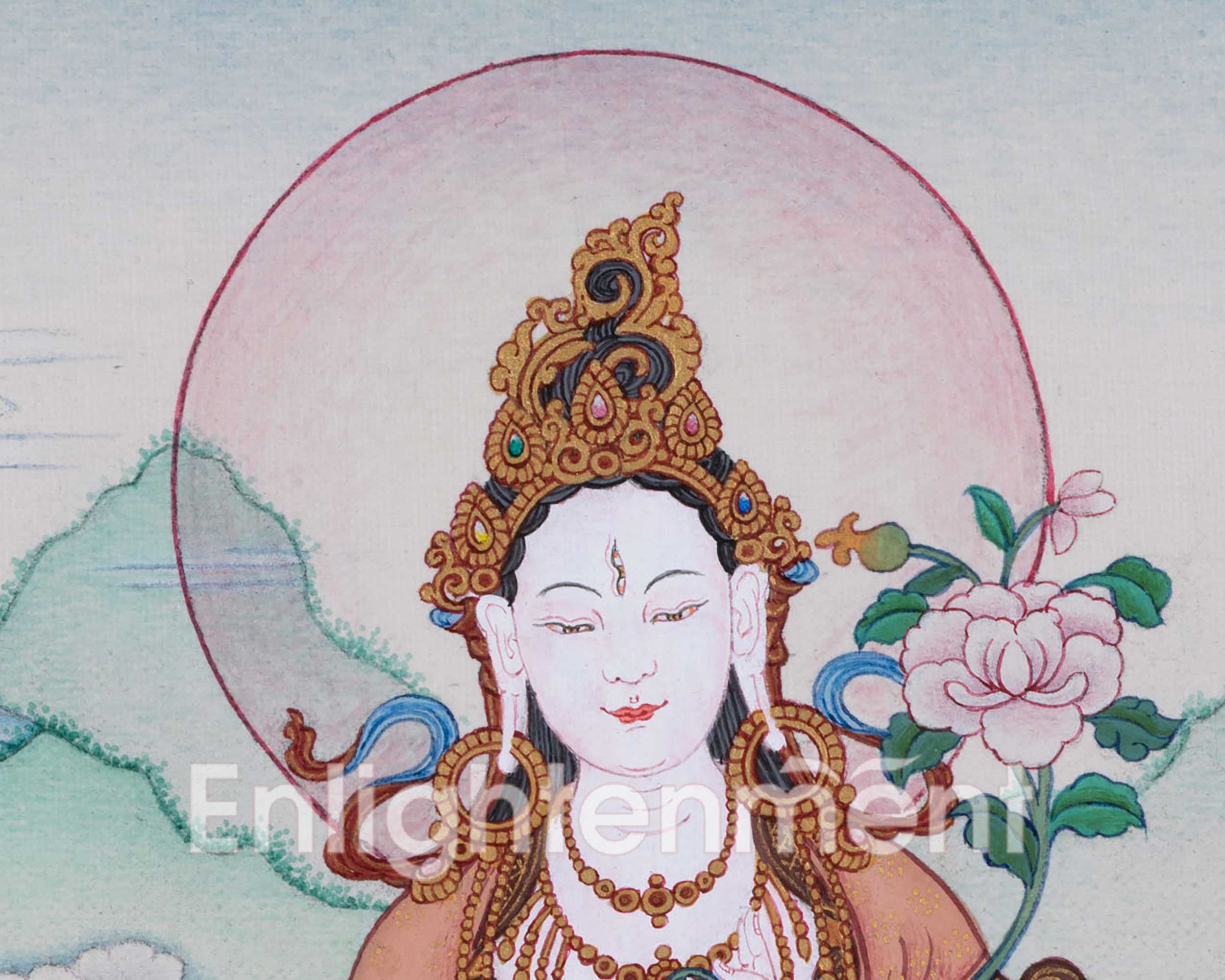 Tibetan Goddess White Tara Thangka for Home Decor | Female Buddha