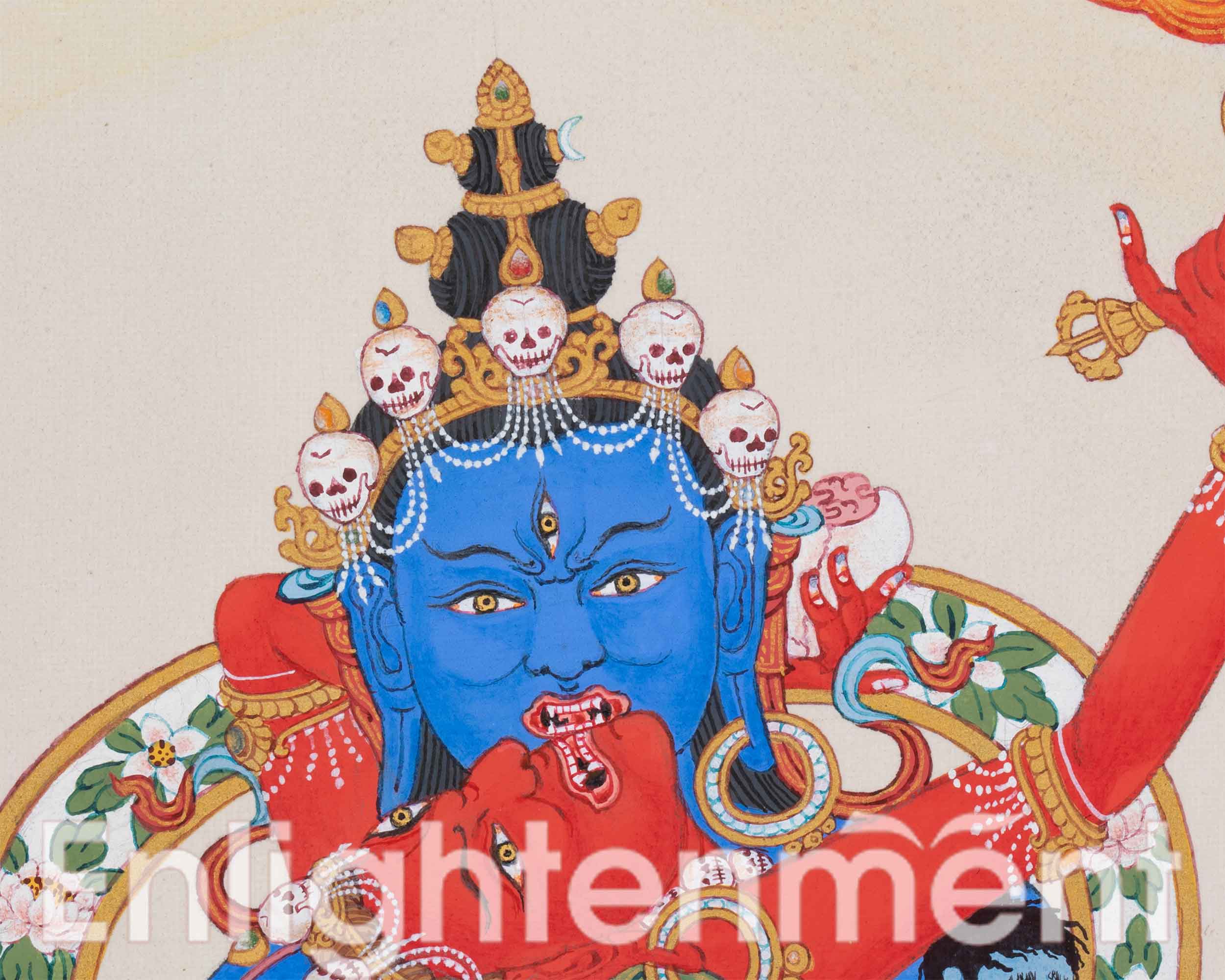 The Chakrasamvara Meditation Thangka | Tibetan Hand Painted Yidam Deity | Wall Hanging Decor