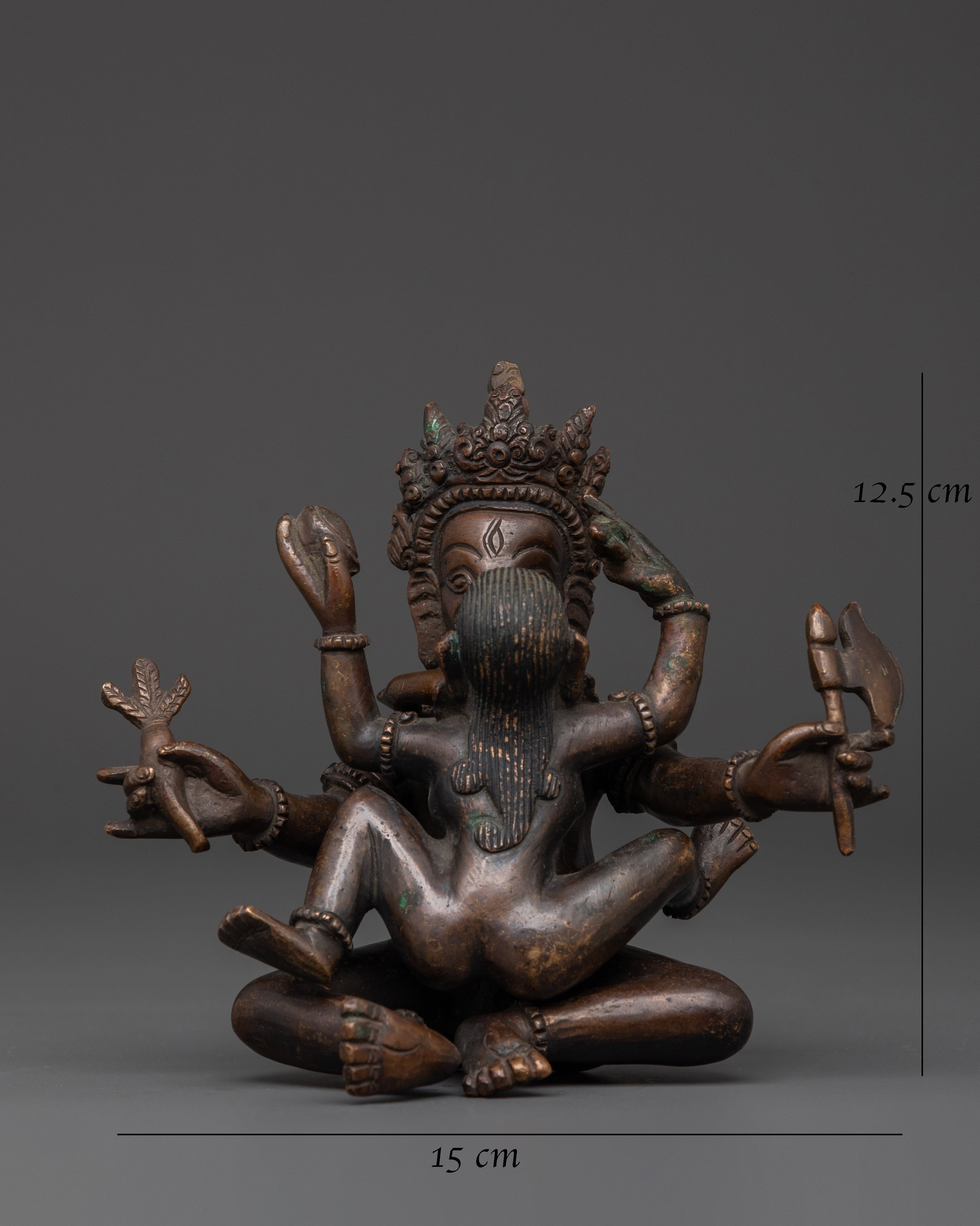 Oxidized Copper Ganesh with Consort | Sacred Hindu Deity Statue
