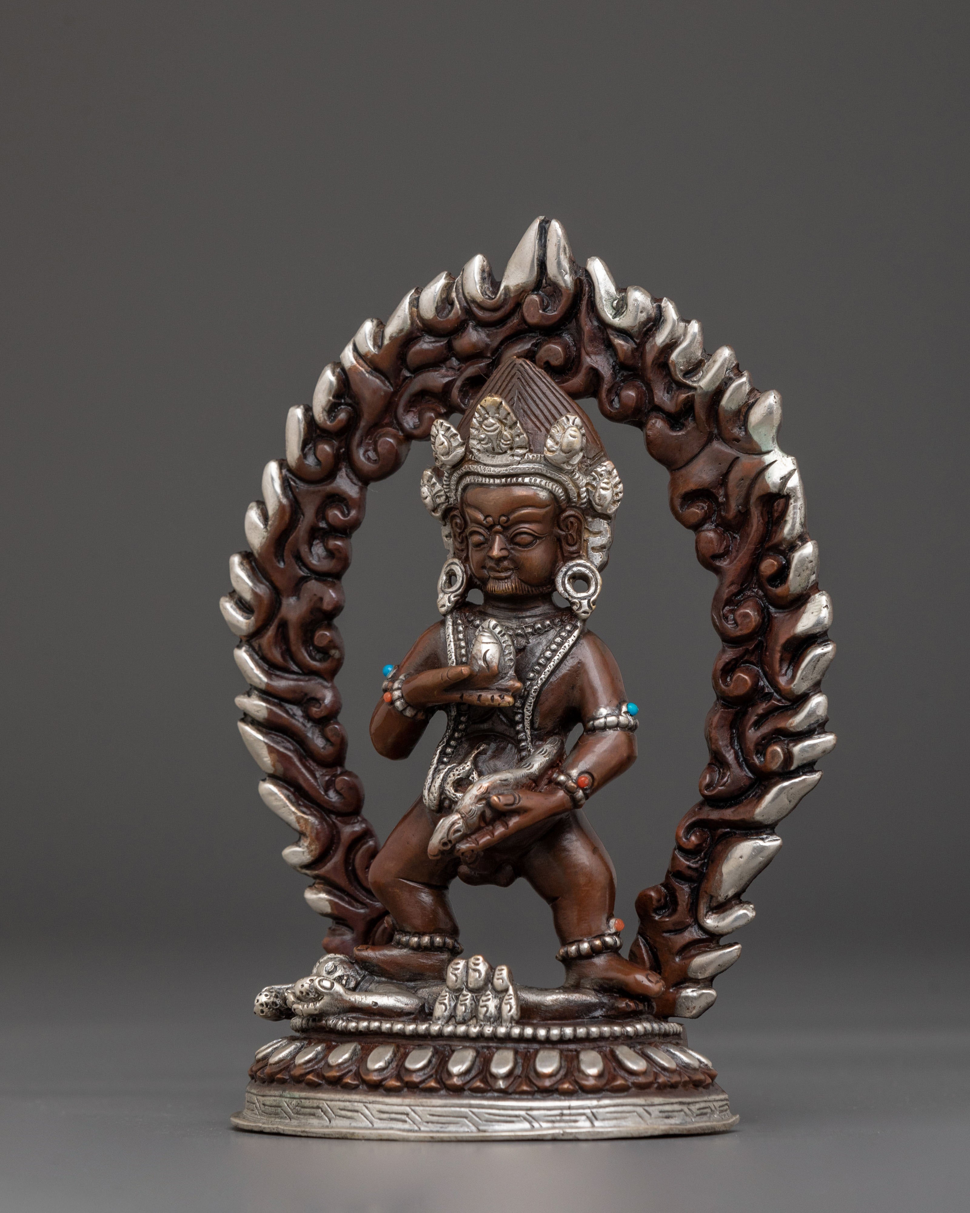 Black Dzambhala Sacred Statue | Buddhist Wealth Deity Art