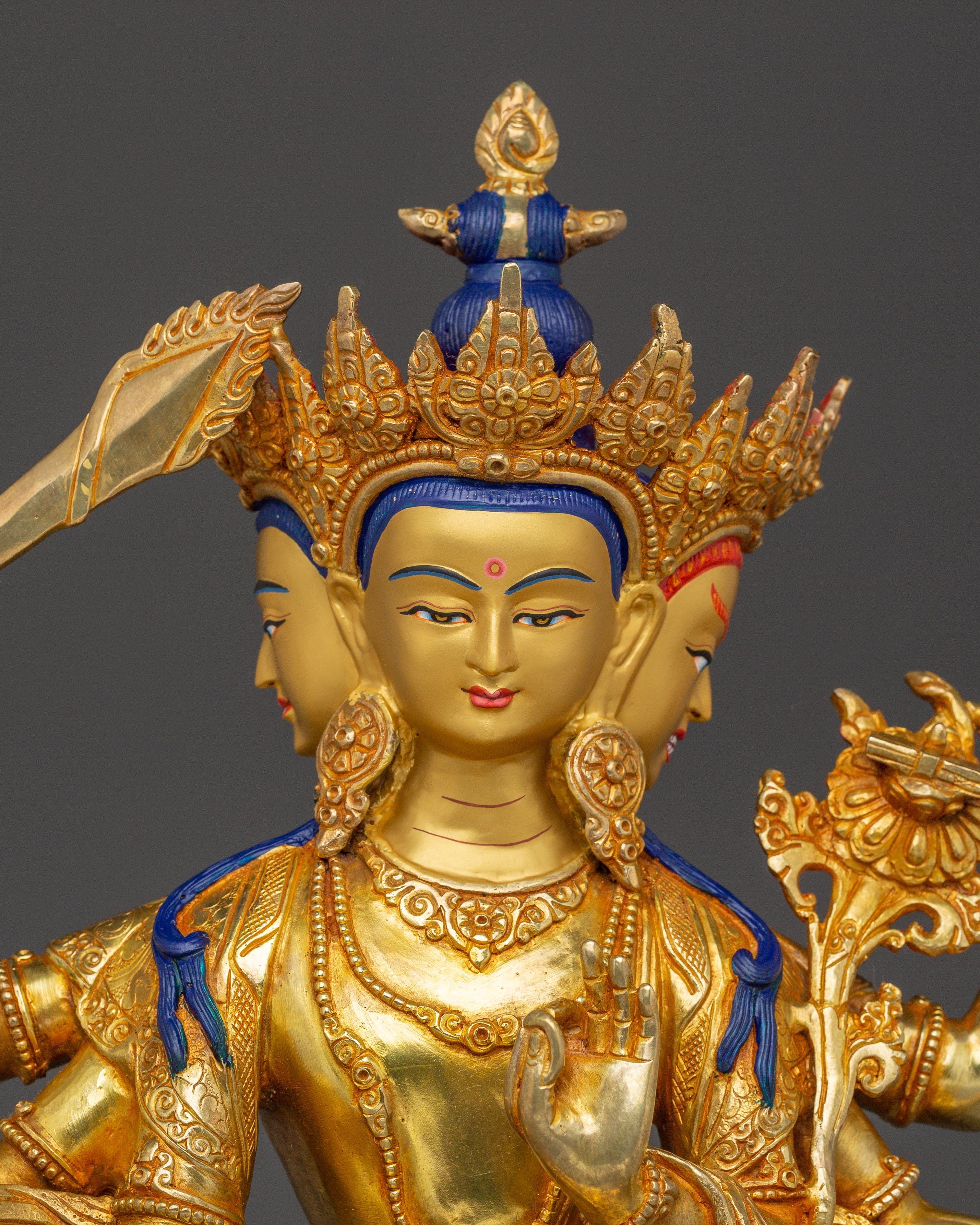 Maha Manjushri Golden Statue | Bodhisattva of Supreme Wisdom