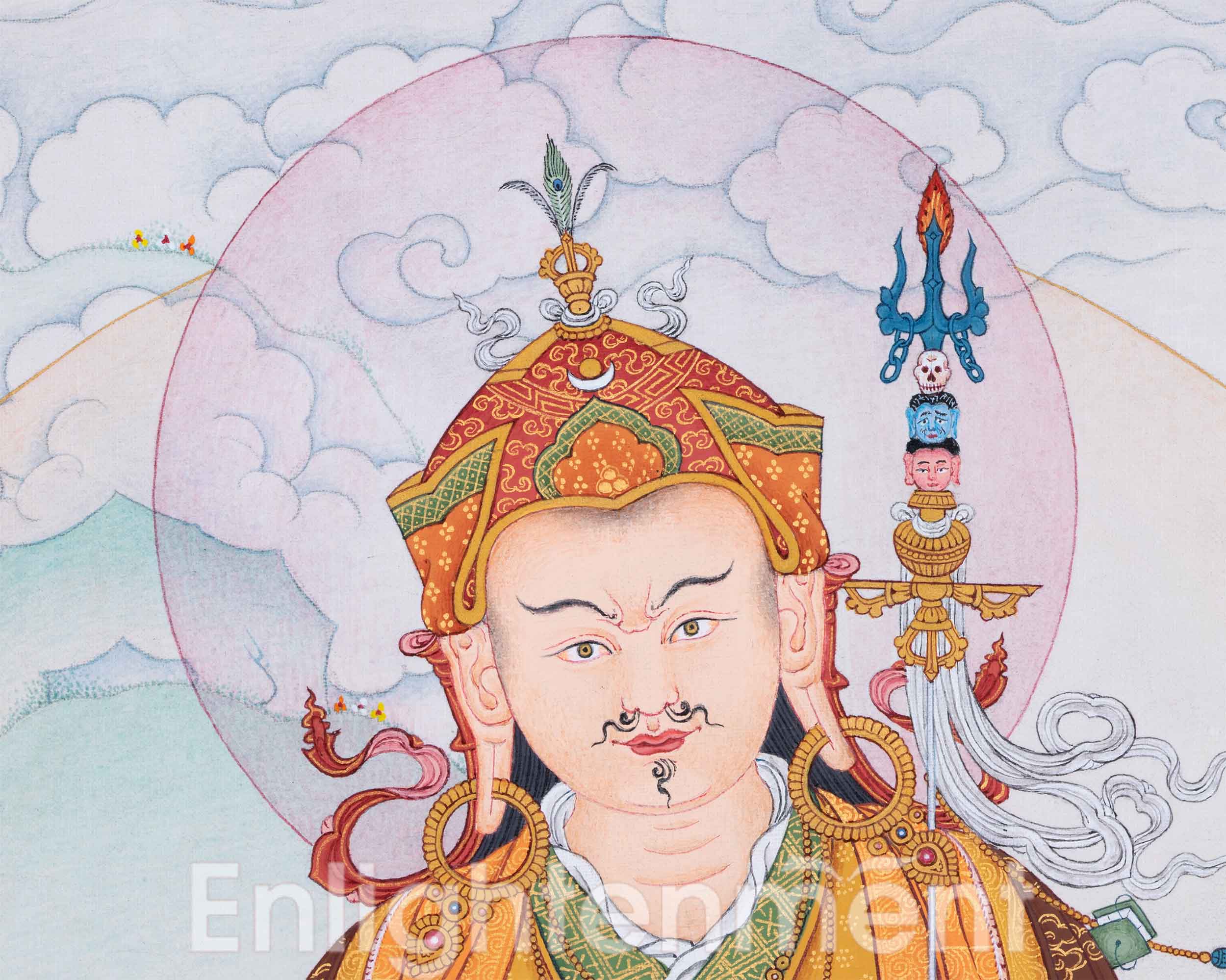 Maha Padmasambhava Thangka | Guru Rinpoche, The Lotus Born Master | Semi-Wrathful Deity