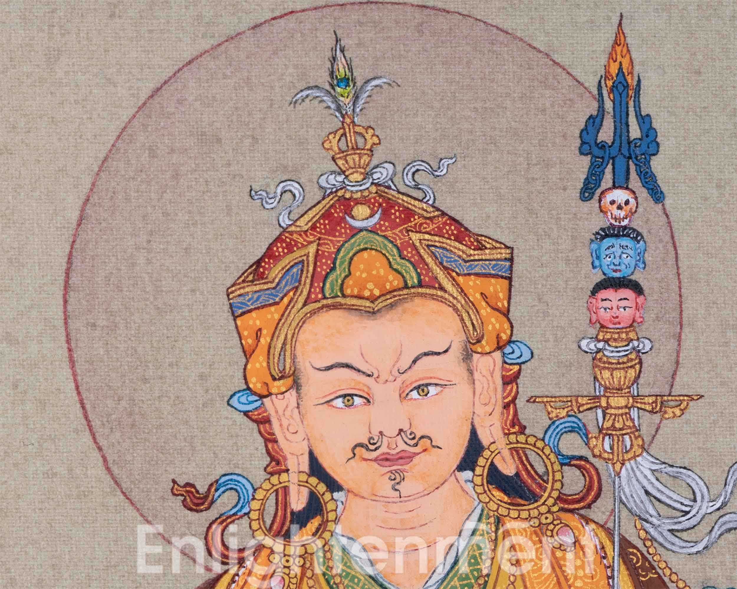 Hand Painted Guru Rinpoche Thangka | Guru Padmasambhava | Traditional Karma Gardi Style