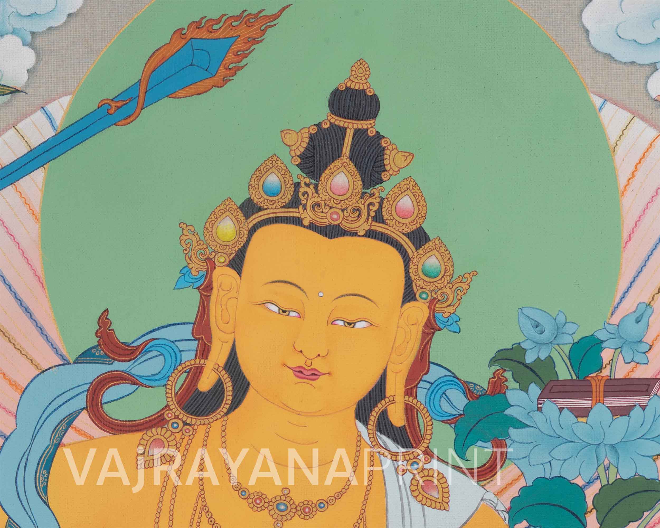 Divine Form of Manjushree Thangka Print | Bodhisattva Of Wisdom | Digital Prints