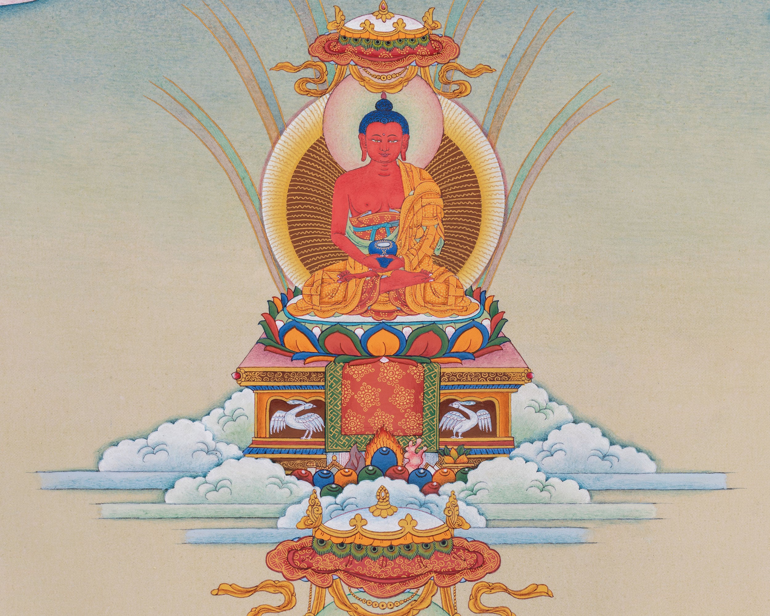 Five Dhyani Buddha Thangka | Hand Painted Traditional Art | Tibetan Buddhism Art