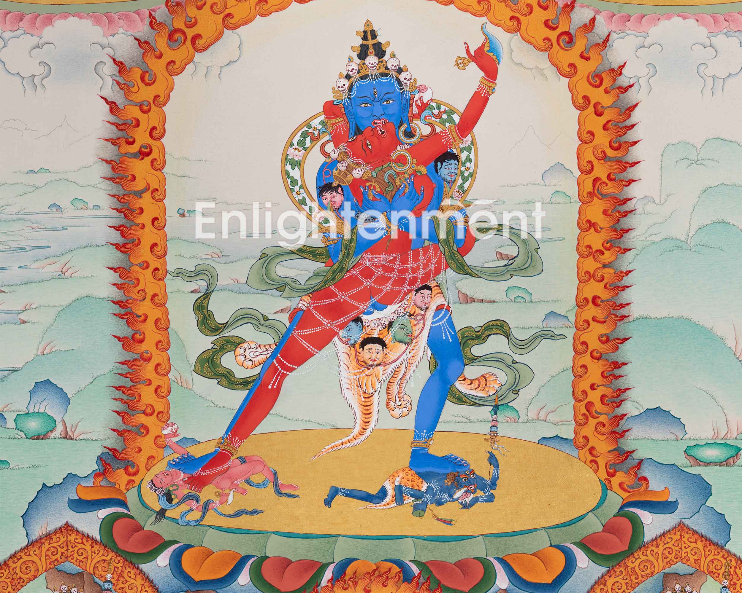 The Chakrasamvara Meditation Thangka | Tibetan Hand Painted Yidam Deity | Wall Hanging Decor