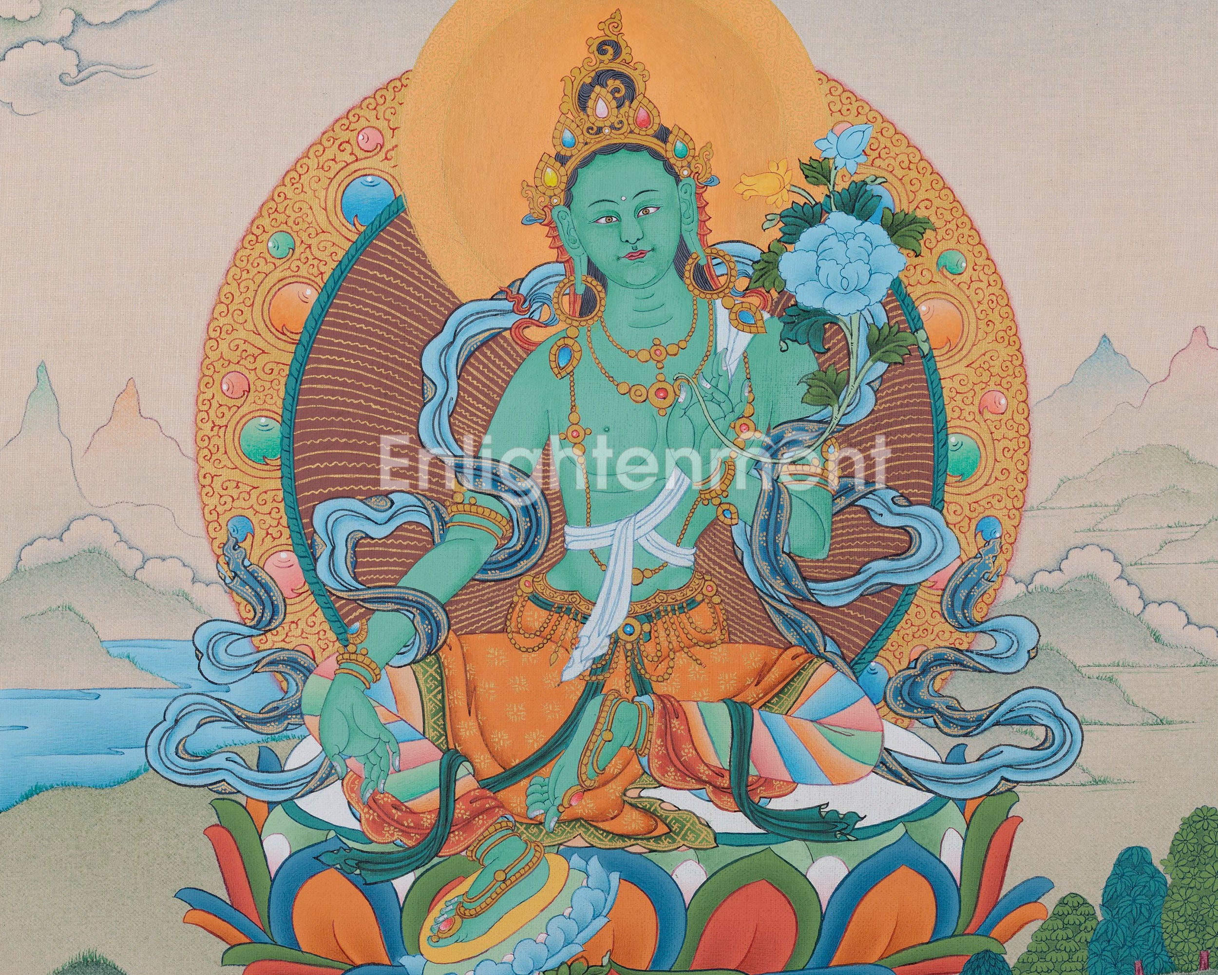 Goddess Green Tara Thangka | Artwork for Spiritual Connection | Wall Decors