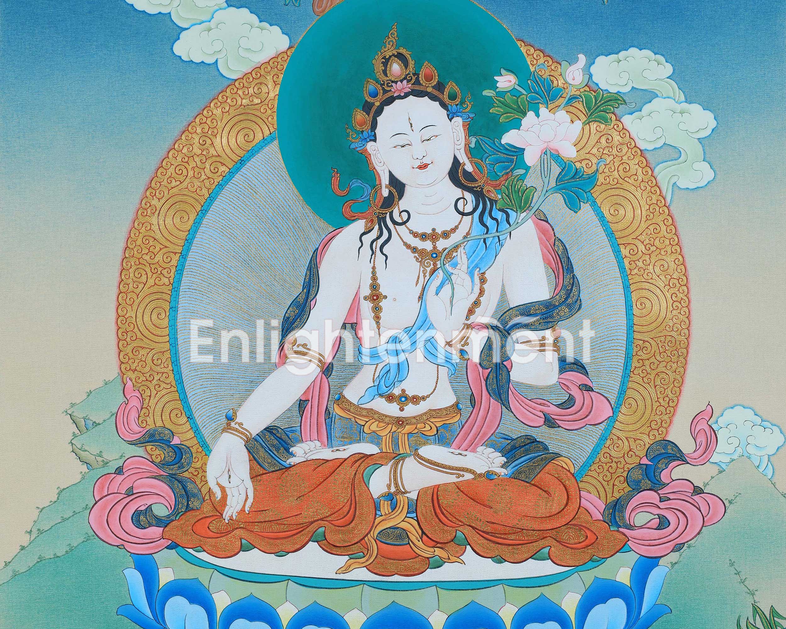 The Spiritual Elegance of White Tara | Goddess of Longevity | Traditional Hand painted Thangka