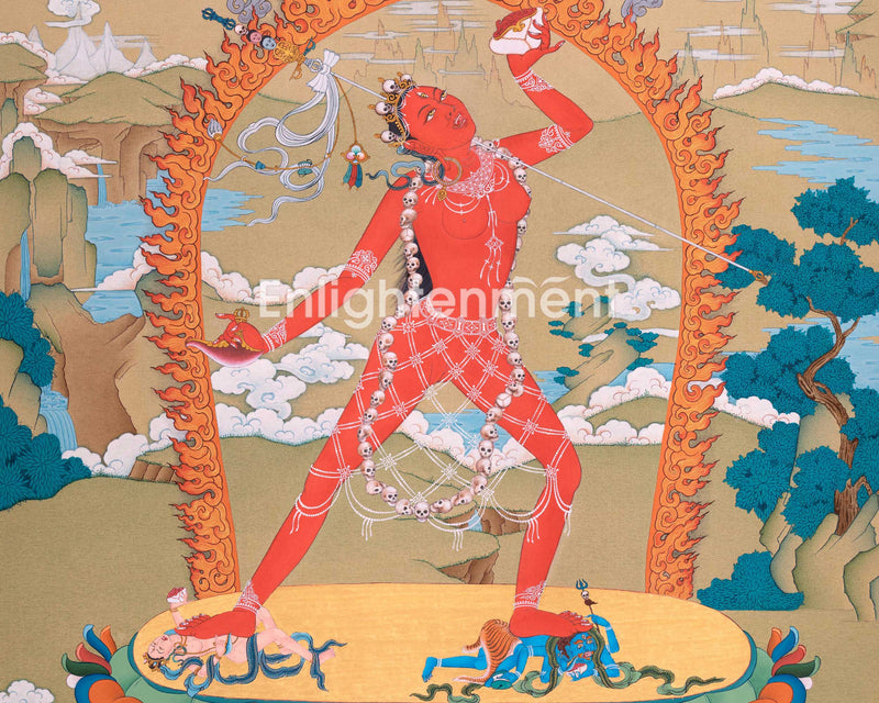 Hand Painted Thangka Of The Divine Feminine | Vajrayogini's Emanation | Art of Tantric Grace