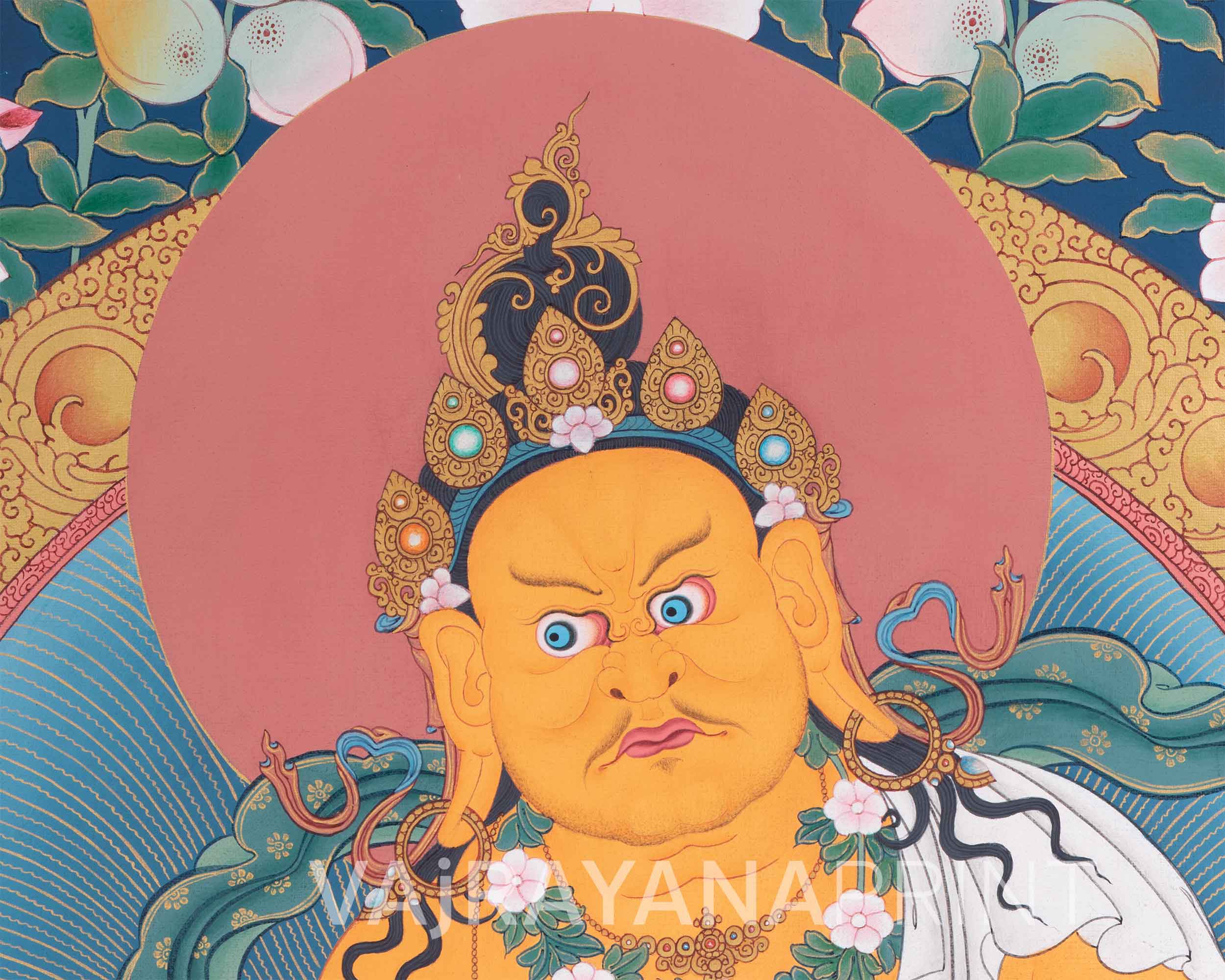 Dzambhala Thangka Print | The Wealth Deity Digital Print | Tibetan Buddhist Art