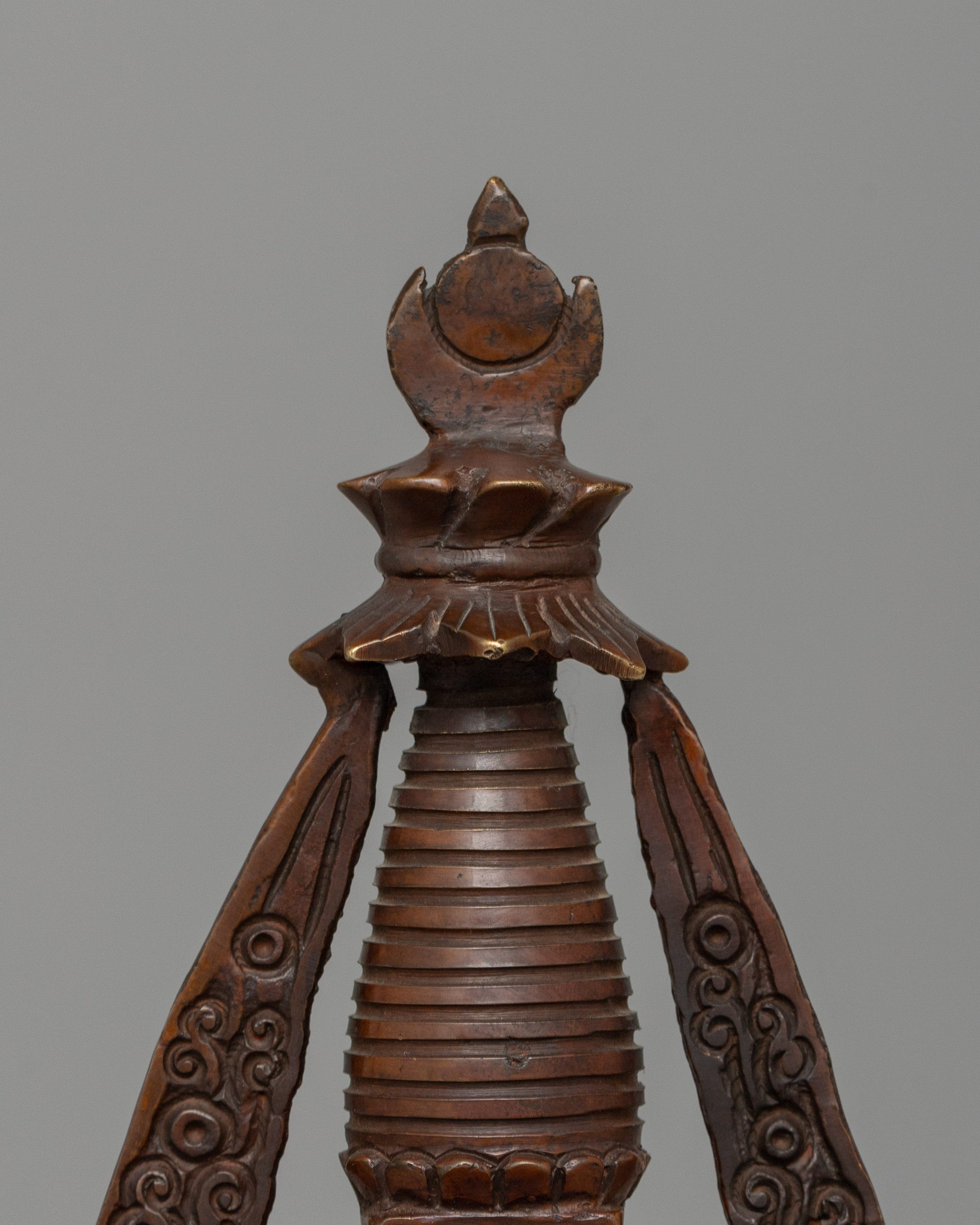 Buddhist Oxidized Copper Stupa | Handmade Buddhist Symbol for Ritual and Decorative Use