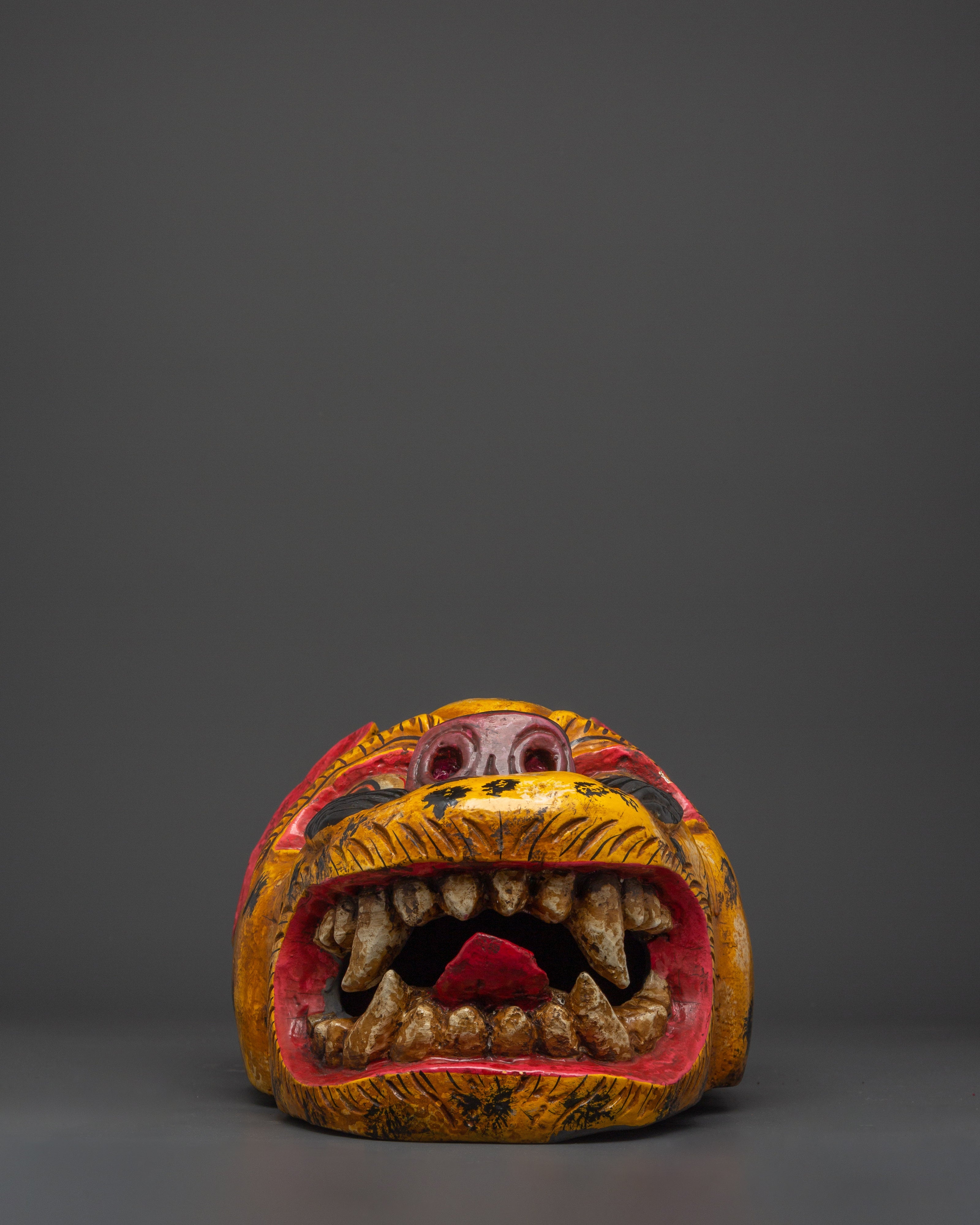 Handcrafted Leopard Wall Mask in Painted Wood | Himalayan Animal Spirit Decor