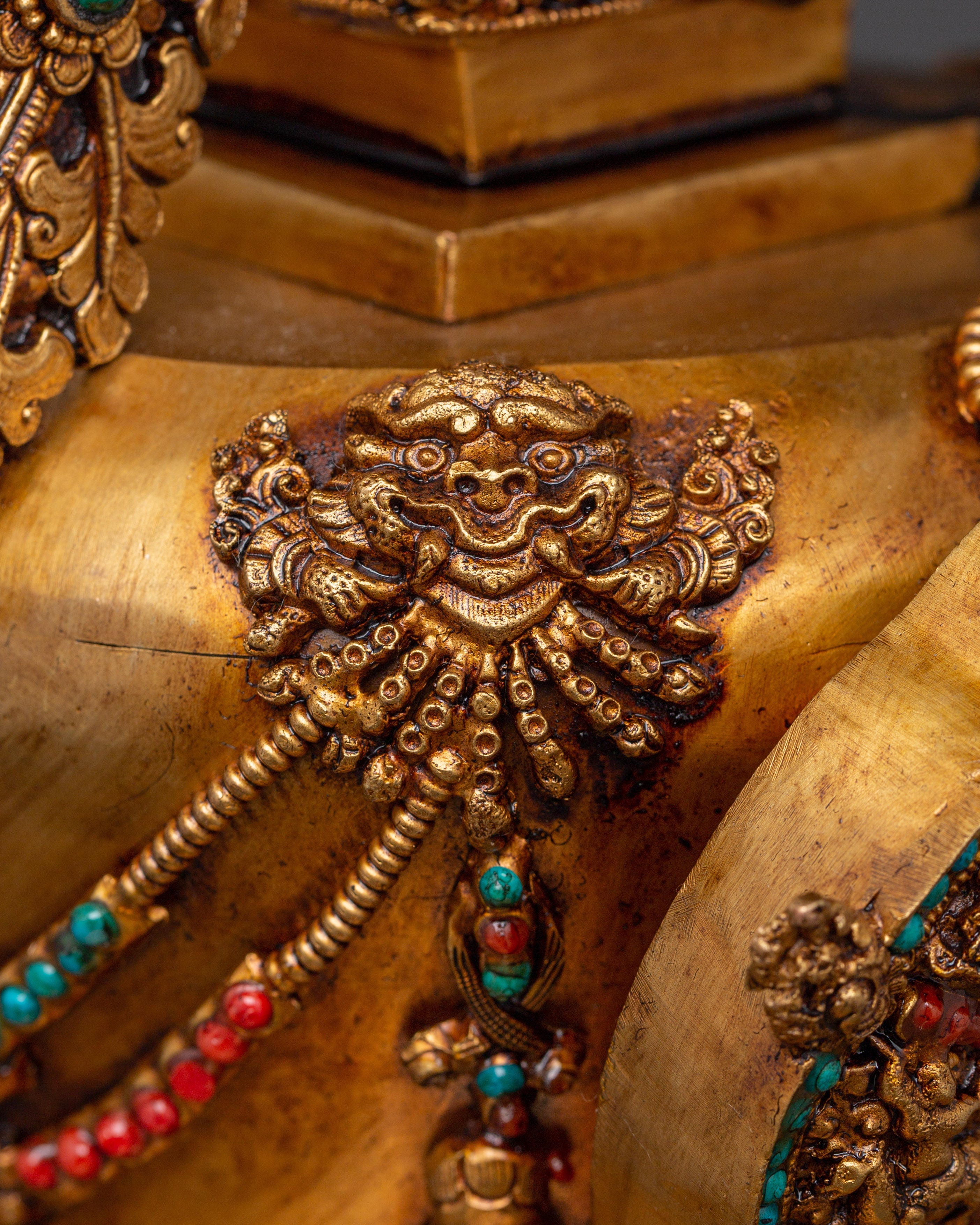 Spiritual Meditation Stupa | Copper & Gold-Plated Tibetan Relic