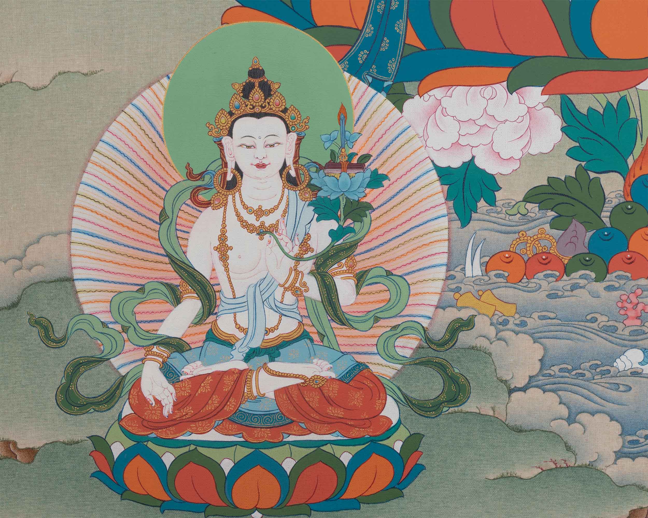 Divine Form of Manjushree Thangka Print | Bodhisattva Of Wisdom | Digital Prints