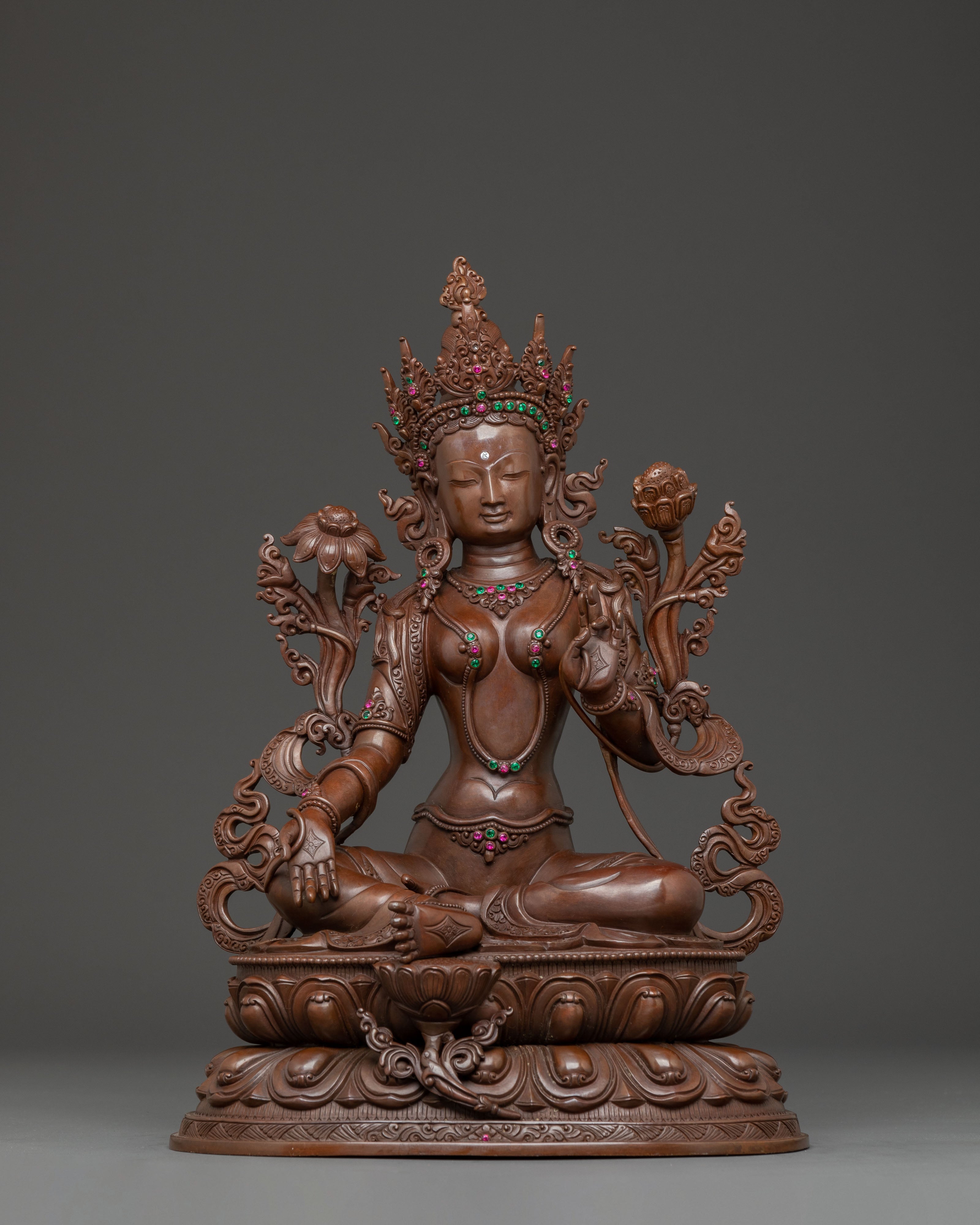 Enlightened Green Tara Art, Himalayan Nepali Figurine
