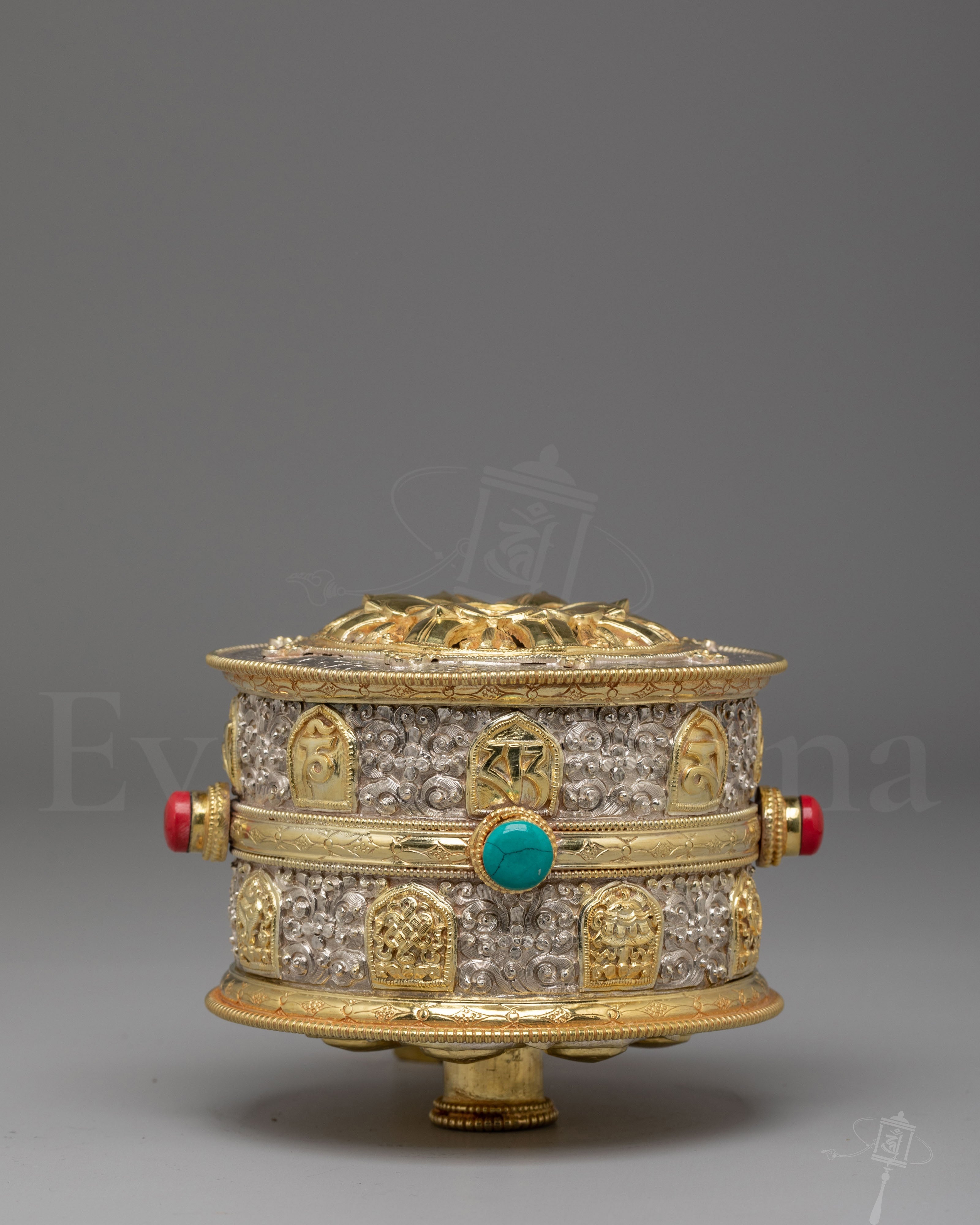 Mantra Carved Prayer Wheel