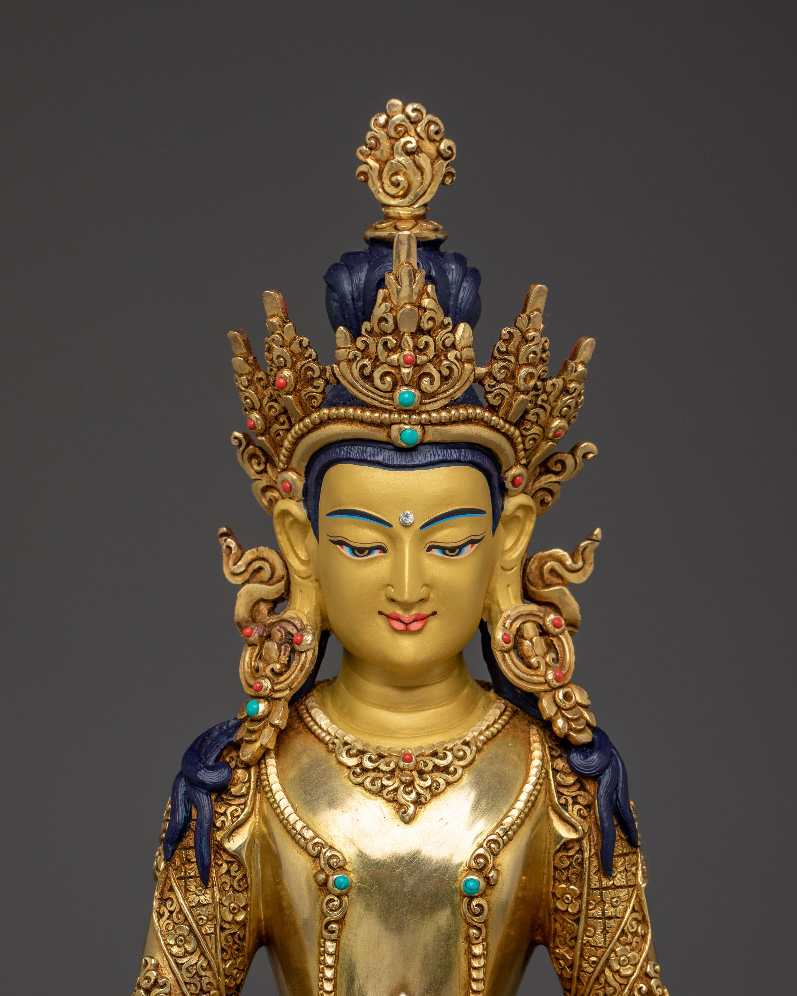 24k Gold Gilded Sculpture of Amitayus | Embodiment of Infinite Life and Longevity
