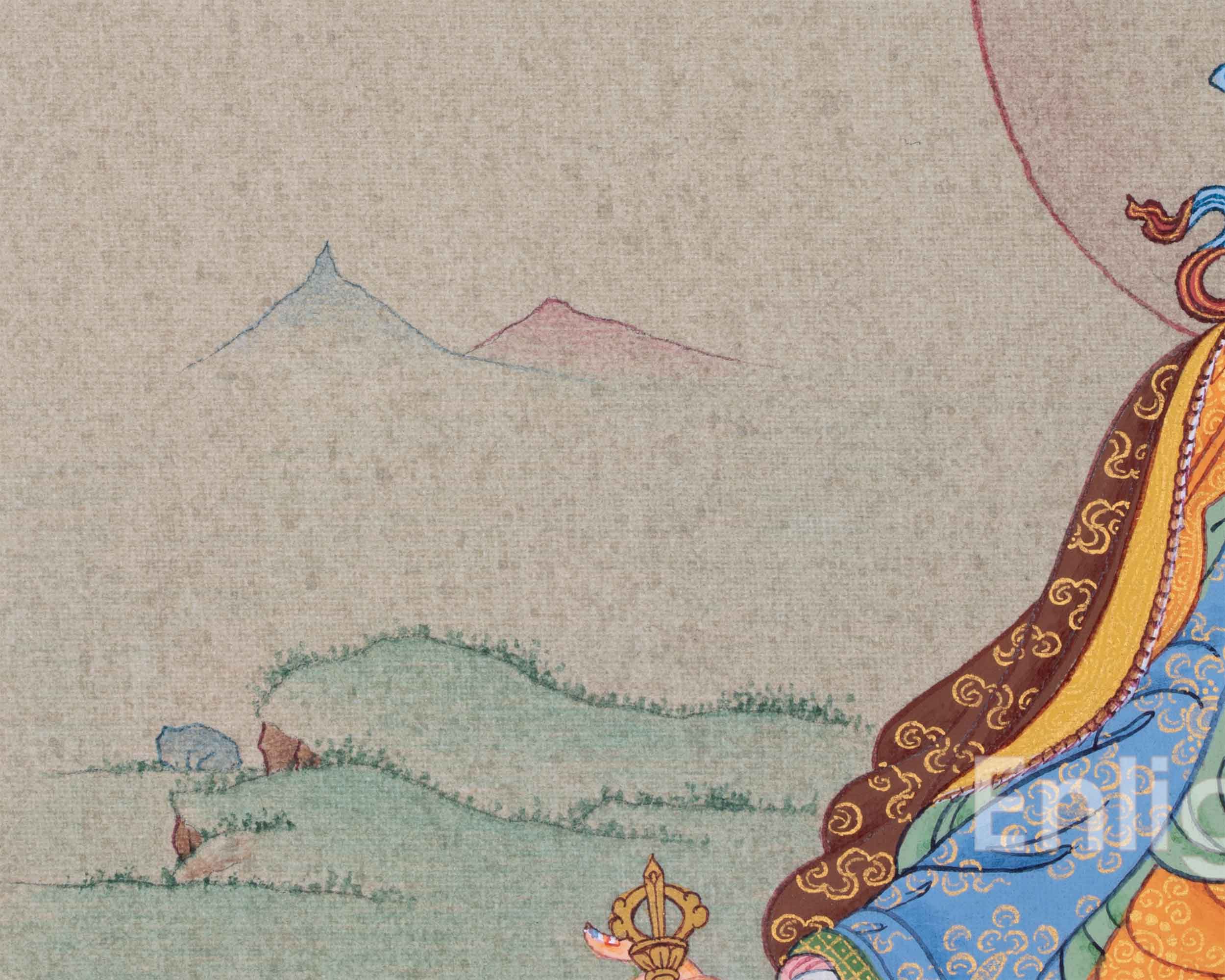 Hand Painted Guru Rinpoche Thangka | Guru Padmasambhava | Traditional Karma Gardi Style