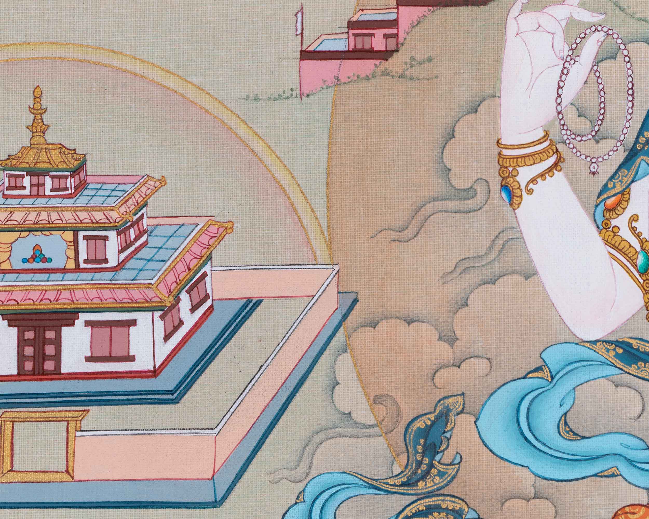 Chenrezig Thangka for Inner Peace | Exquisite Tibetan Masterpiece | Bodhisattva of Compassion