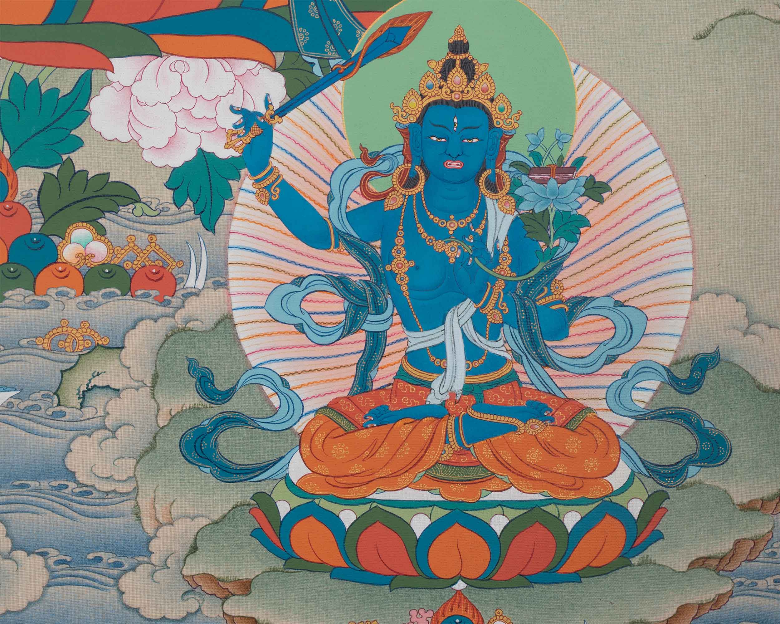 Divine Form of Manjushree Thangka Print | Bodhisattva Of Wisdom | Digital Prints