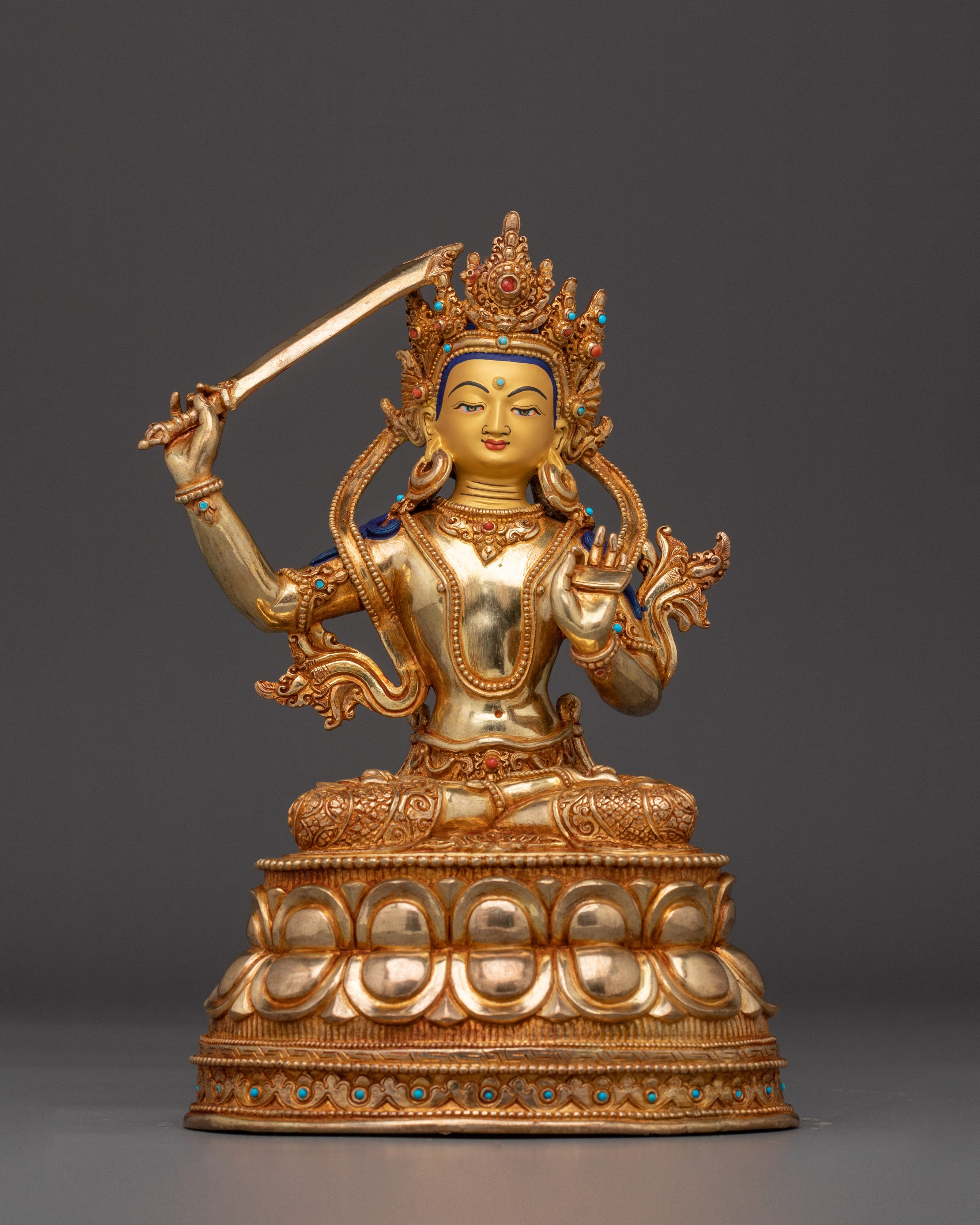 gold-gilded-copper-wisdom-manjushri-statue