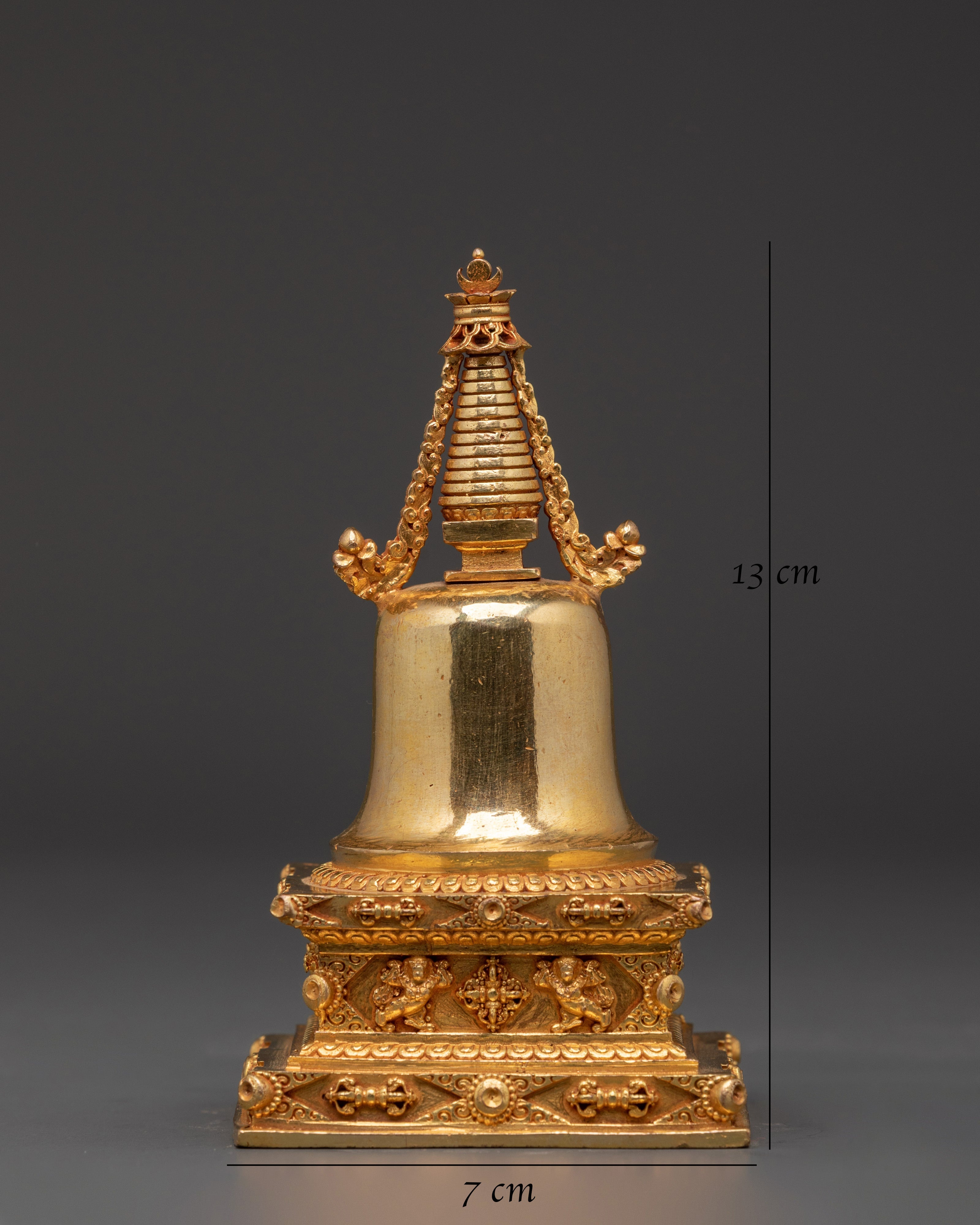 Enlightenment Copper Stupa | Handcrafted Gold Plated Tibetan Buddhist Statue