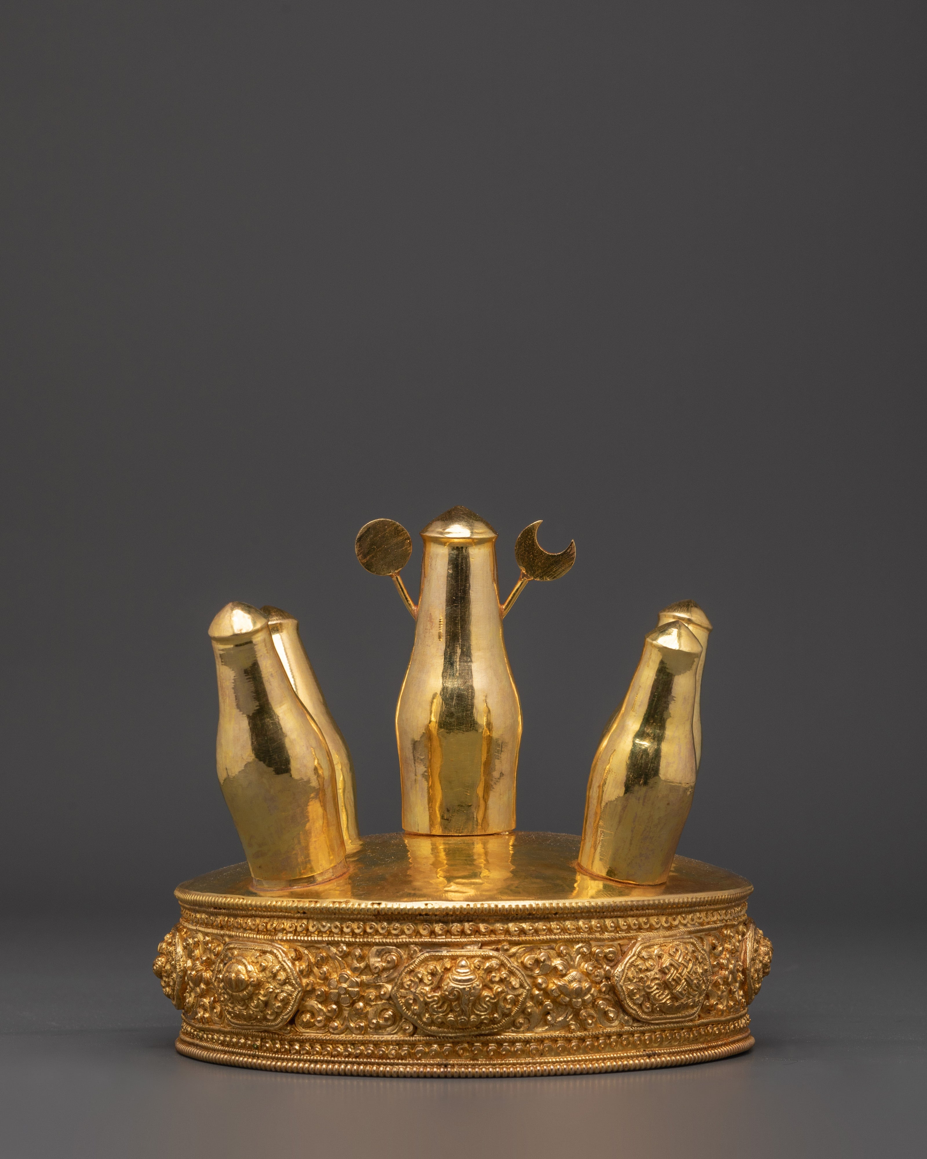 Buddhist Ritual Torma Offering | Gold Plated Copper Torma for Vajrayana Practices