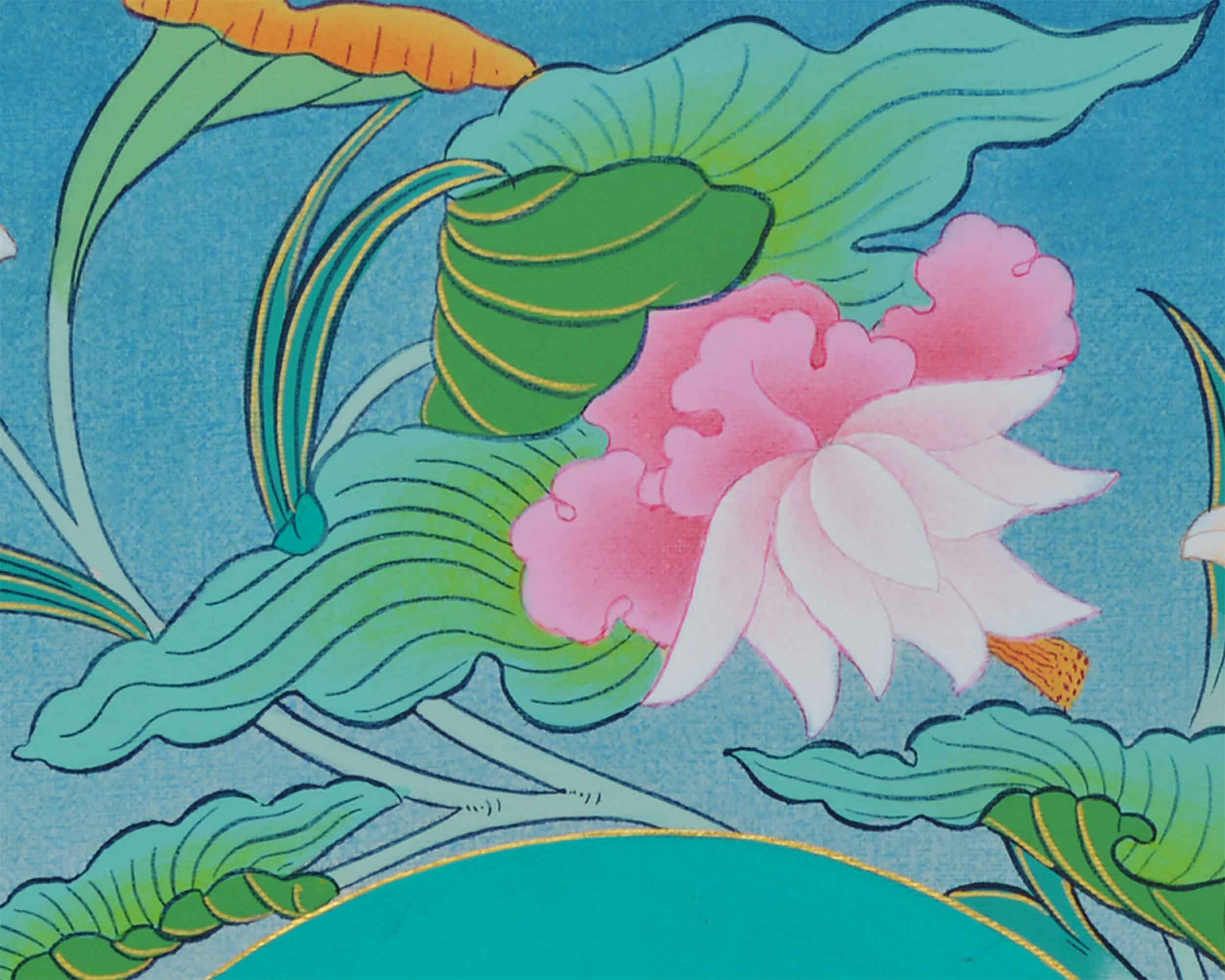 Buddha Amitabha Thangka | Buddha for Infinite Light | Painting on Cotton Canvas