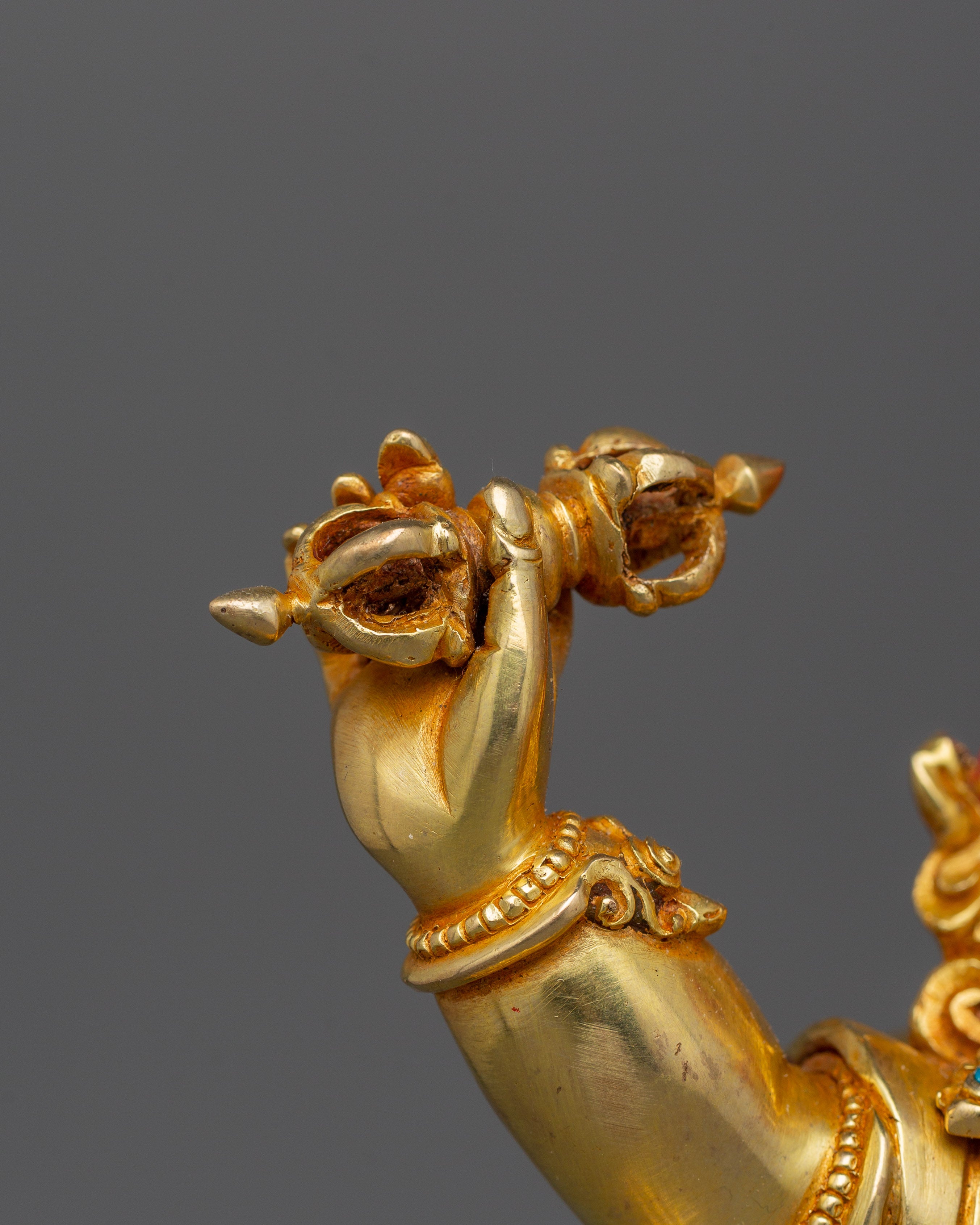 Divine Guardian Deity Vajrapani | 24K Gold Gilded Sculpture