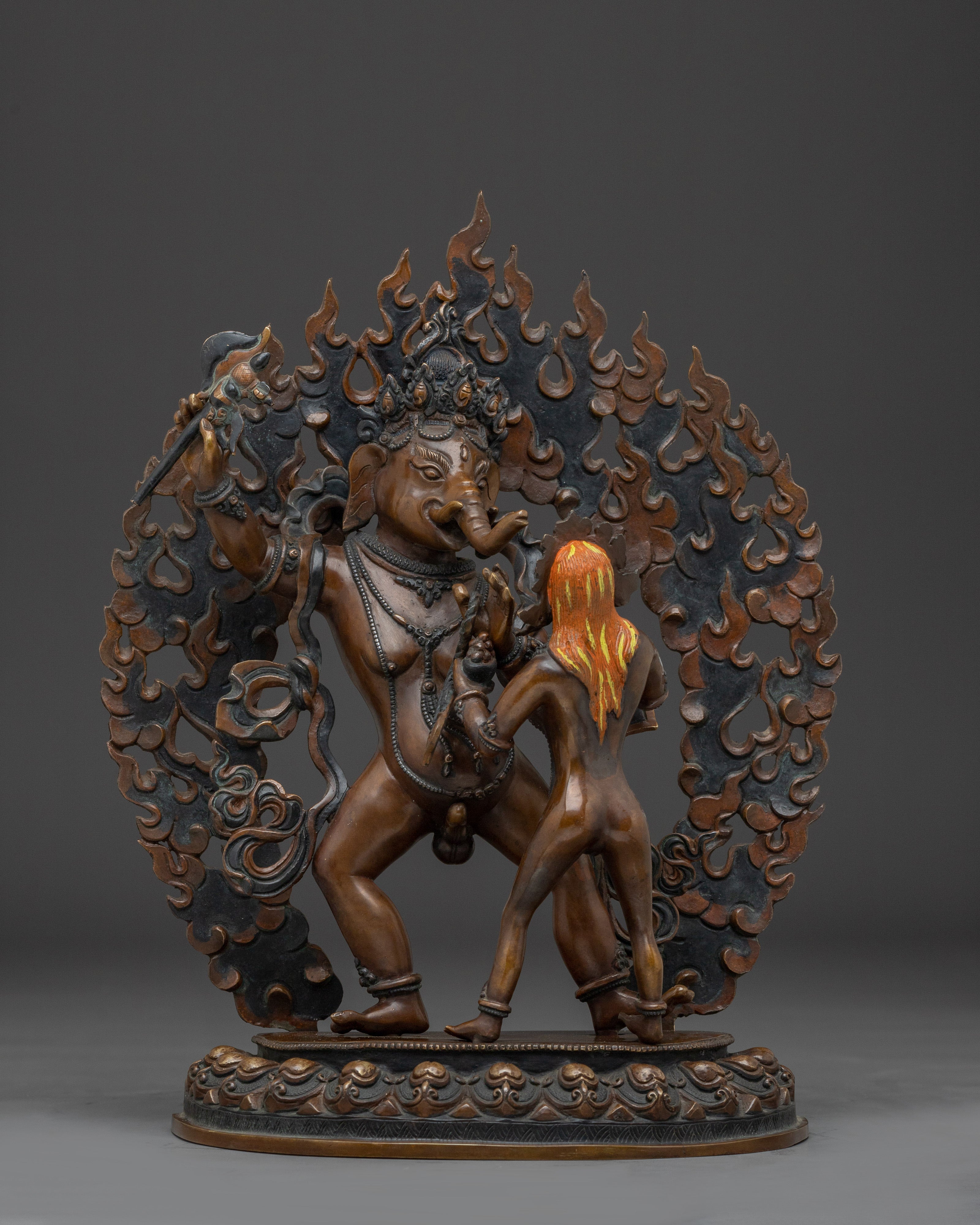 Ganesh statue in oxidized copper