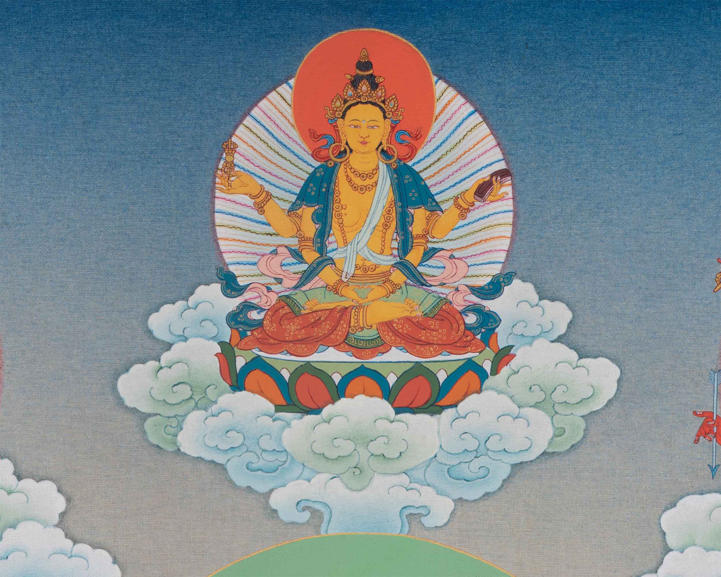 Divine Form of Manjushree Thangka Print | Bodhisattva Of Wisdom | Digital Prints