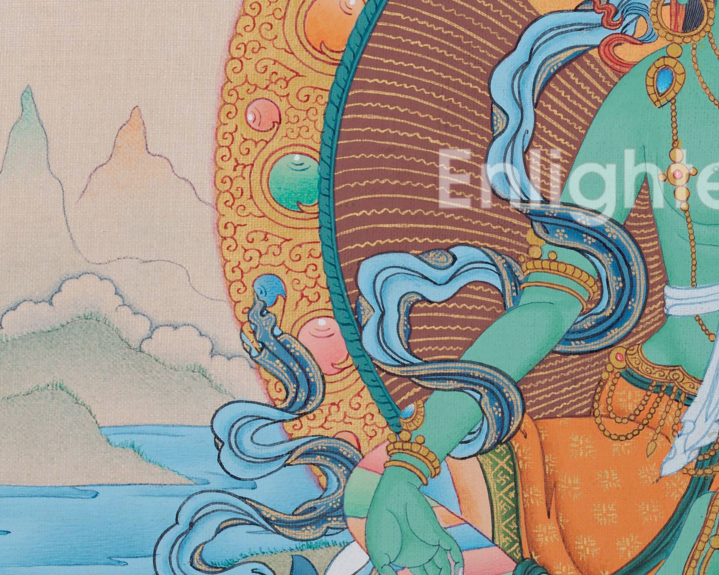 Goddess Green Tara Thangka | Artwork for Spiritual Connection | Wall Decors