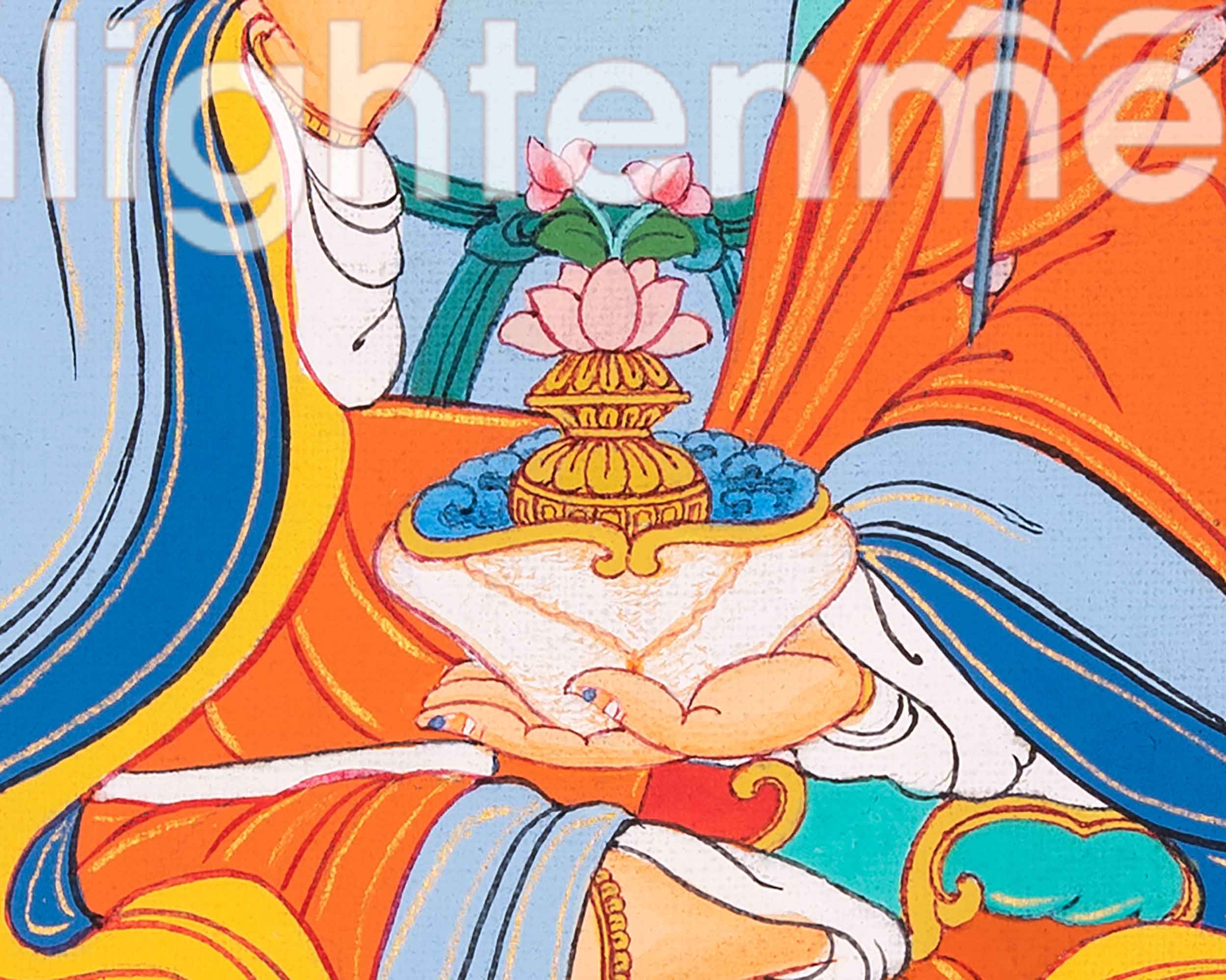 Guru Rinpoche Masterpiece Thangka | Thangka in Karma Gadri Style | Religious Decors