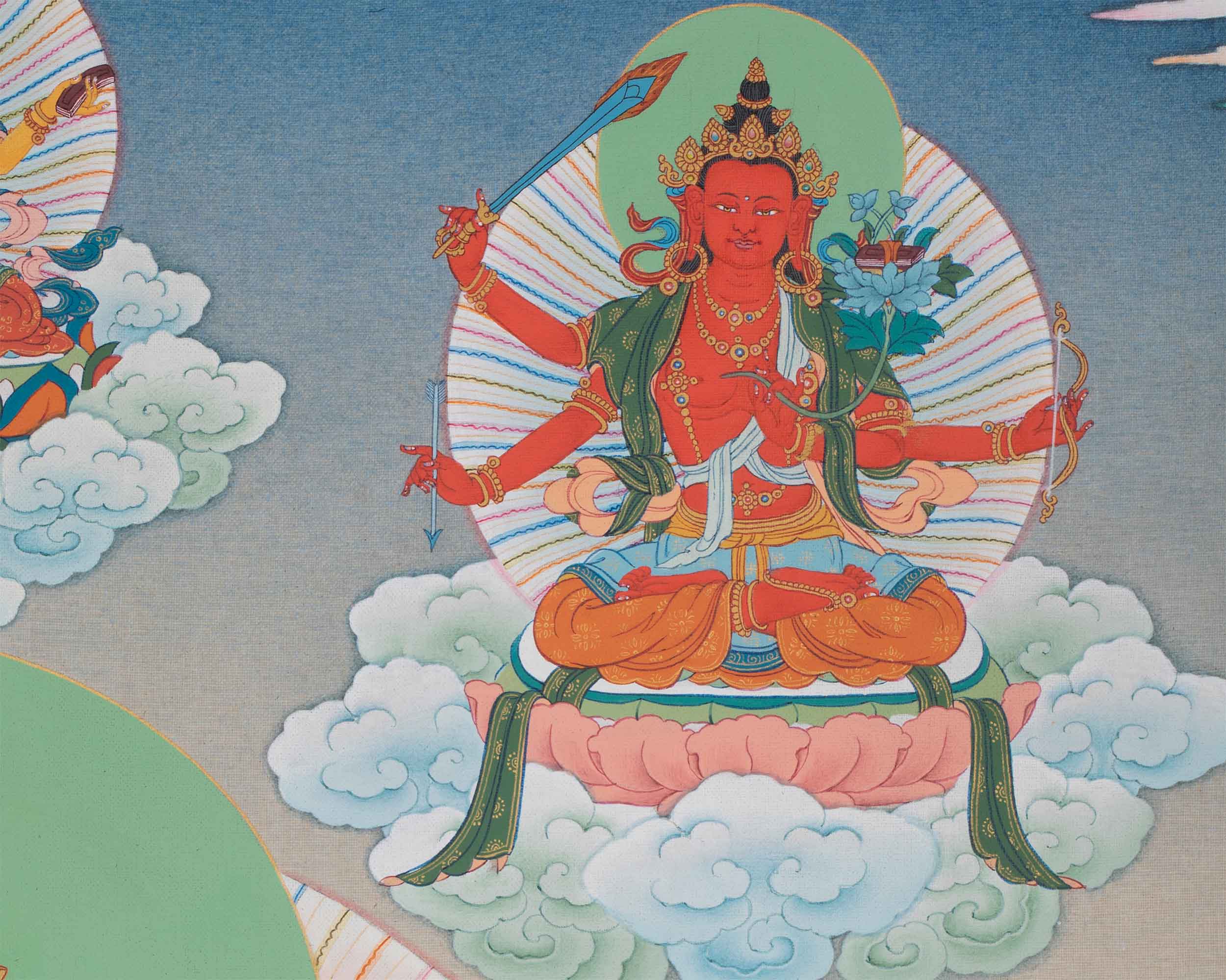 Divine Form of Manjushree Thangka Print | Bodhisattva Of Wisdom | Digital Prints
