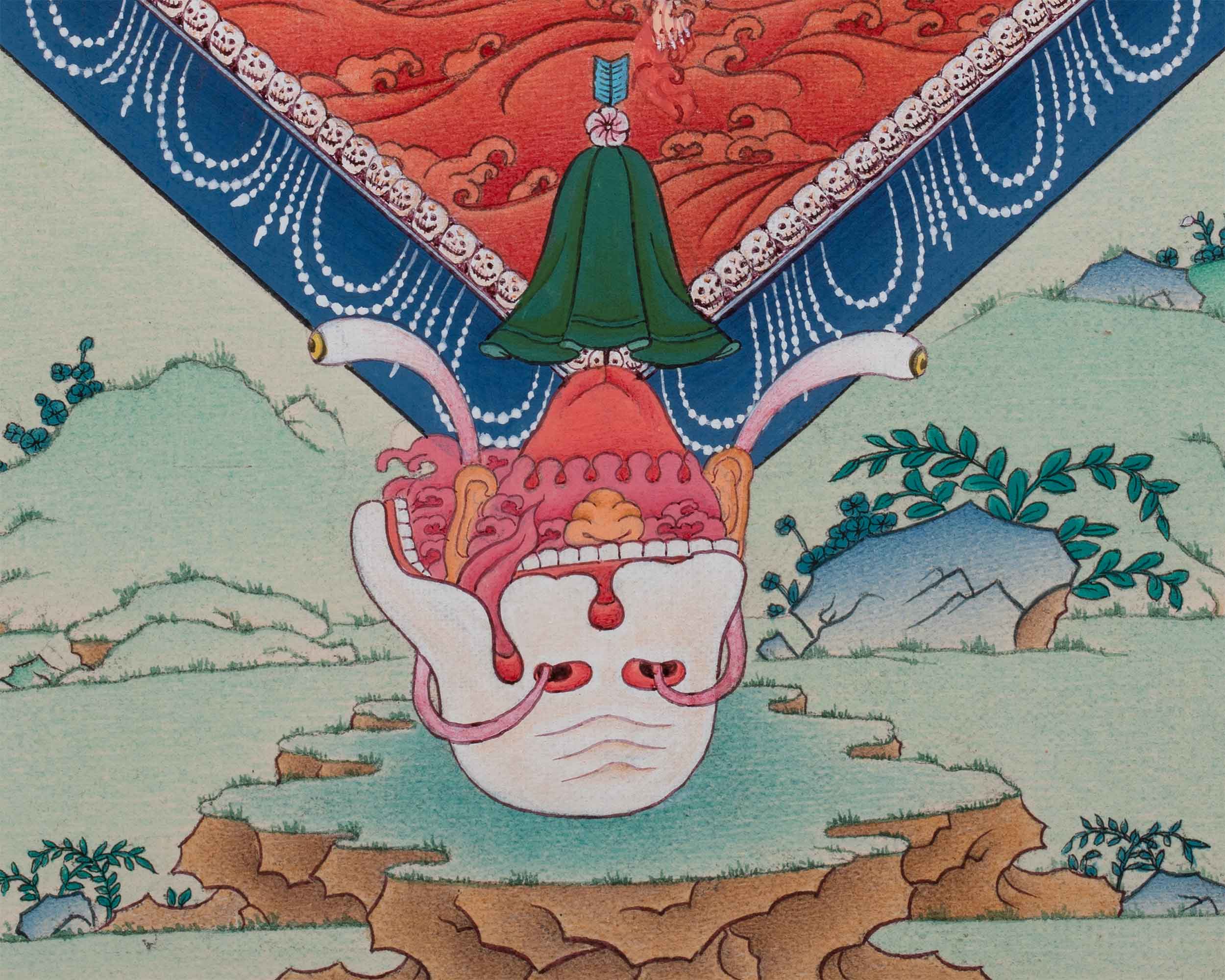 Traditional Ekajati Thangka | Handpainted Wrathful Deity Art | Wall Hanging Decor