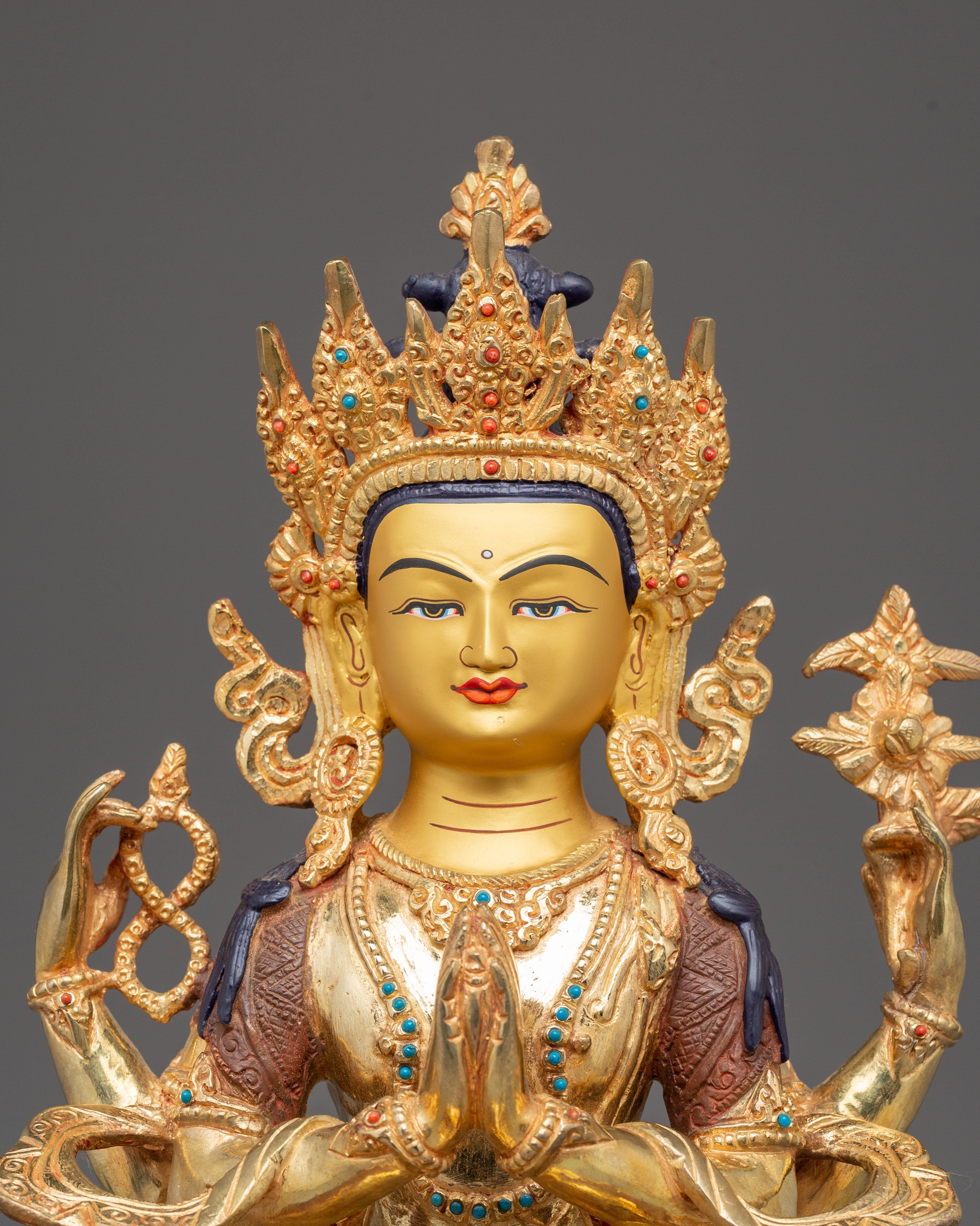 Sacred Bodhisattva Chenrezig Handcrafted Statue | Tibetan Avalokiteshvara Art