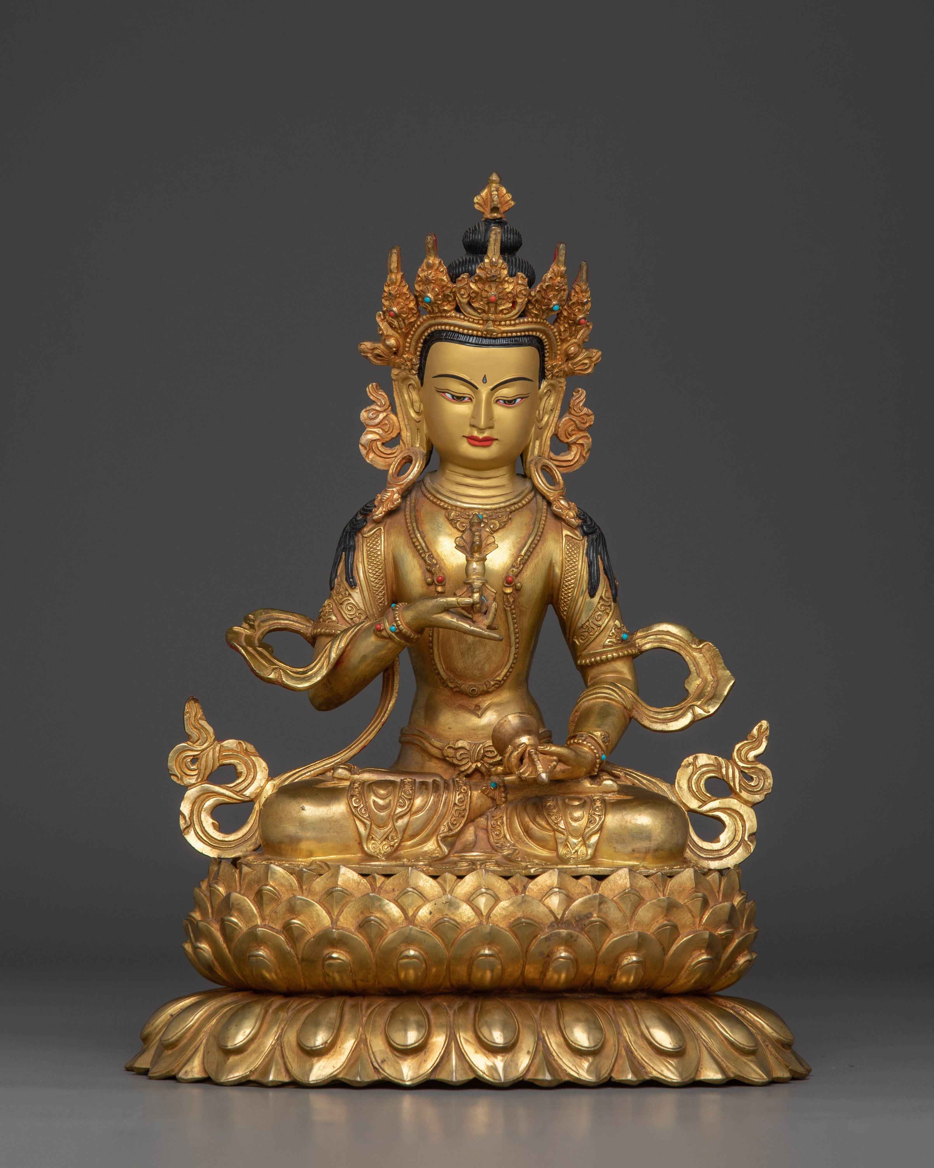 24K Gold Gilded Vajrasattva Buddhist Sculpture